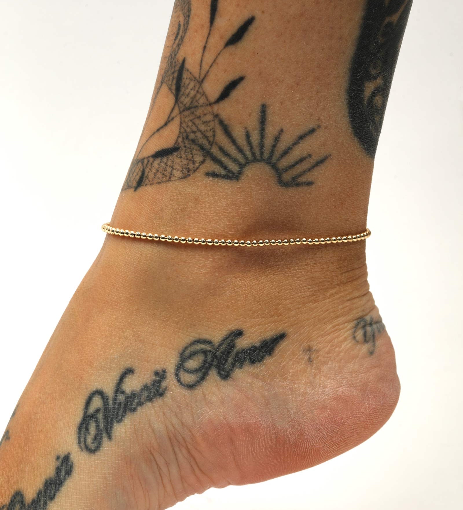 1948-2.5mm Beaded Anklet-Anklets-14k Gold Filled-Blue Ruby Jewellery-Vancouver Canada