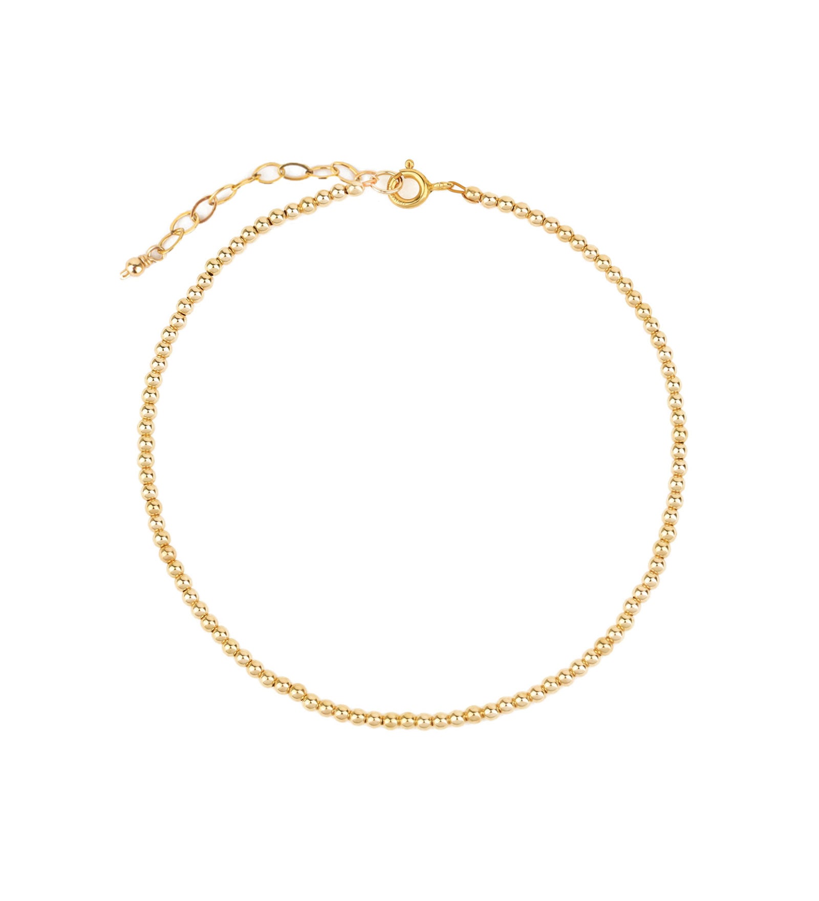 1948-2.5mm Beaded Anklet-Anklets-14k Gold Filled-Blue Ruby Jewellery-Vancouver Canada