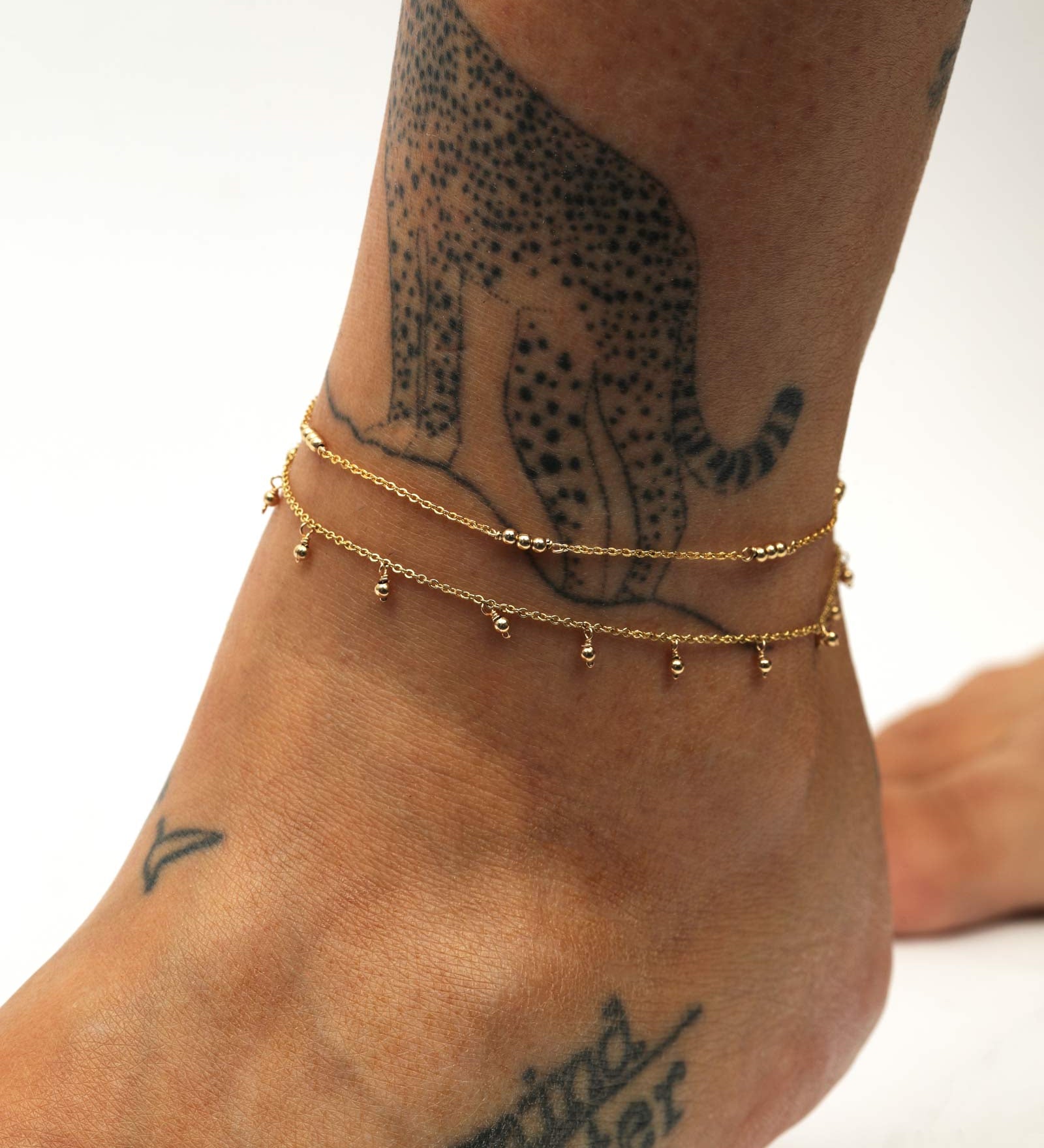 1948-3 Bead Station Anklet-Anklets-14k Gold Filled-Blue Ruby Jewellery-Vancouver Canada