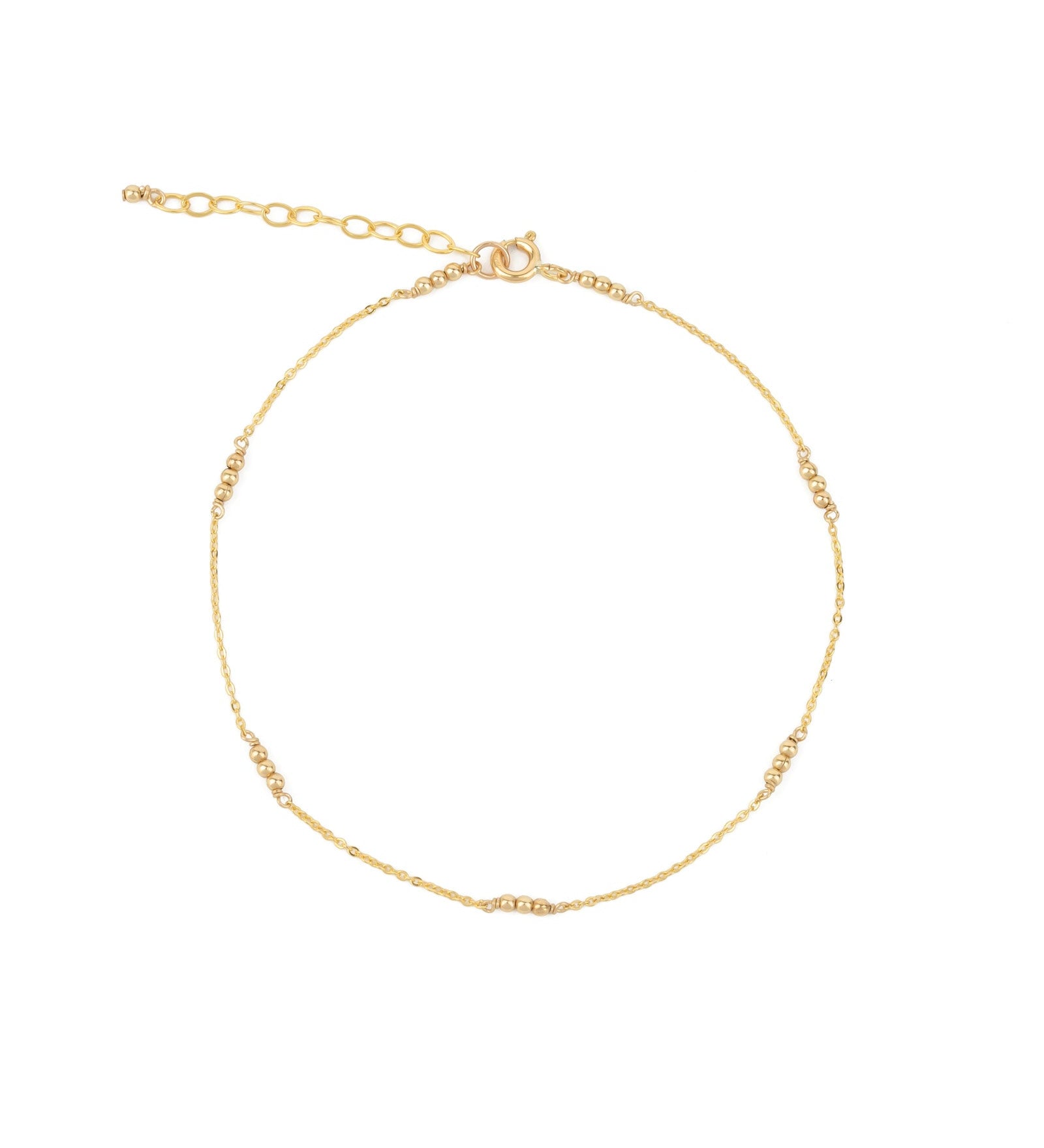 1948-3 Bead Station Anklet-Anklets-14k Gold Filled-Blue Ruby Jewellery-Vancouver Canada