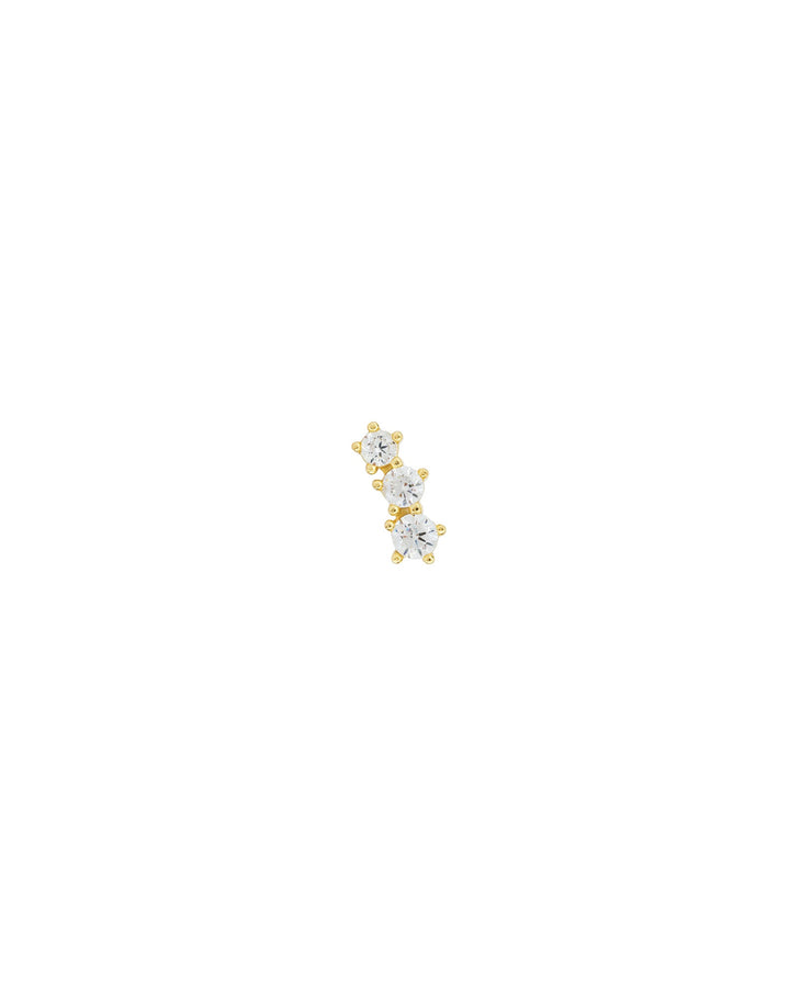 Quiet Icon-3 Grad CZ Climber-Earrings-14k Gold Vermeil, Cubic Zirconia-Left-Blue Ruby Jewellery-Vancouver Canada