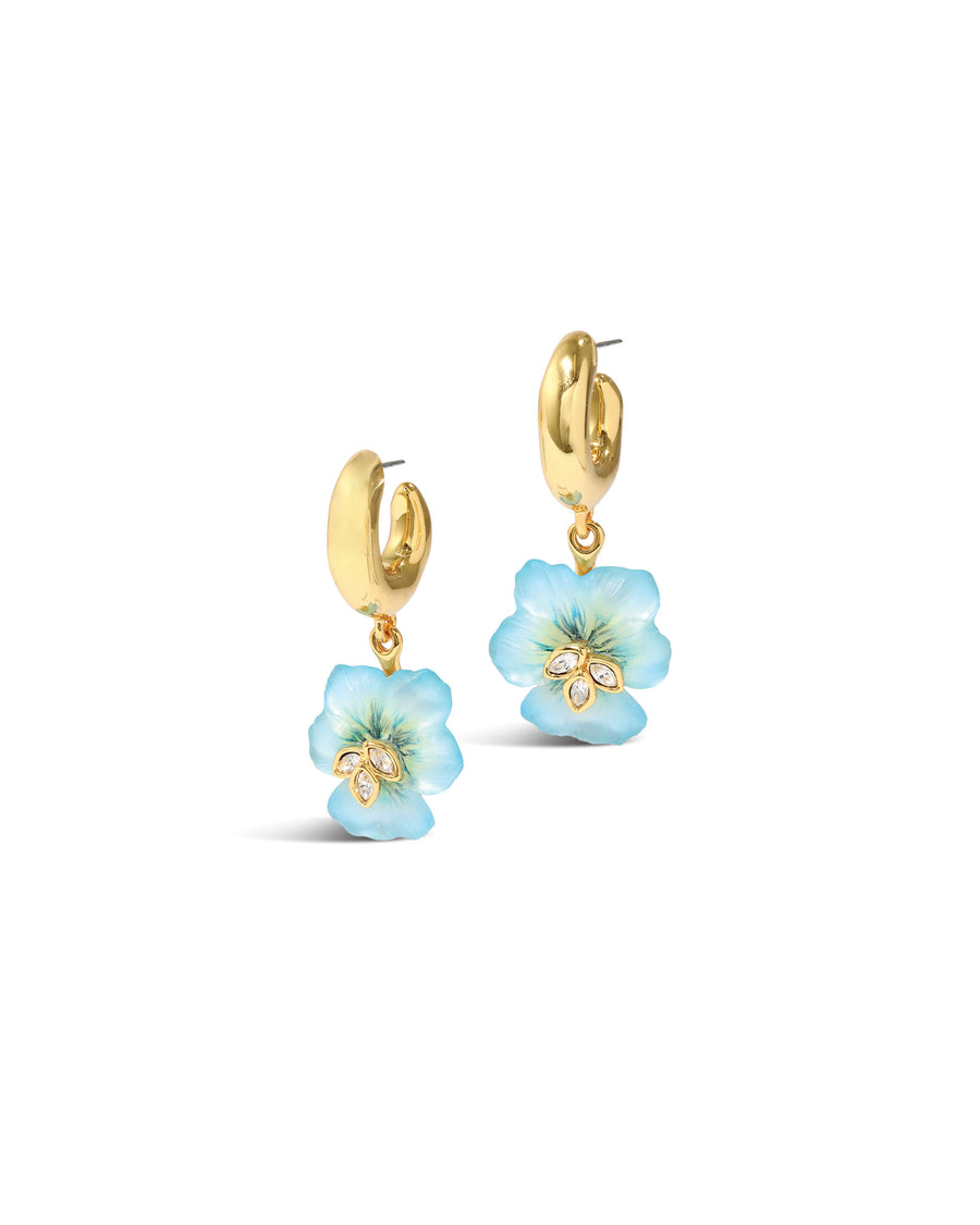 Pansy Petite Lucite Hoop 
Earrings | Lake Pansy 14k Gold Plated, White Pearl