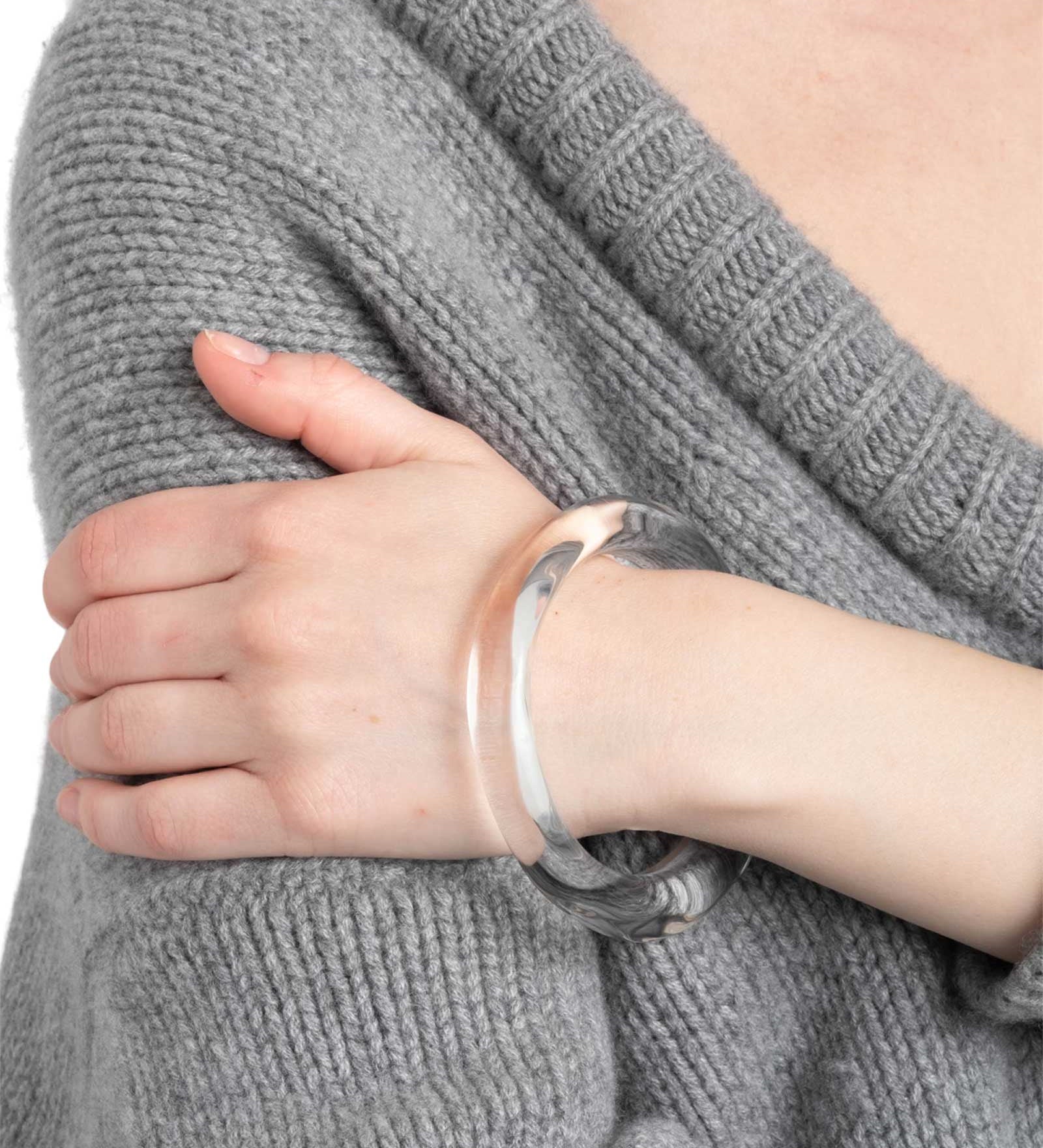 Alexis Bittar-Small Liquid Lucite Bangle-Bracelets-Clear Lucite-Blue Ruby Jewellery-Vancouver Canada