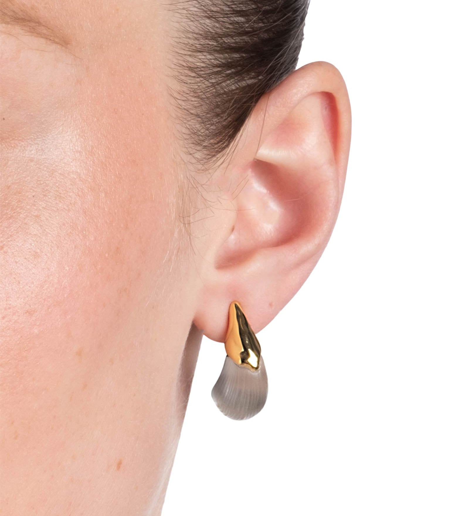 Alexis Bittar-Luminous Lucite Arched Small Post Earrings-Earrings-14k Gold Plated, Pewter Lucite-Blue Ruby Jewellery-Vancouver Canada