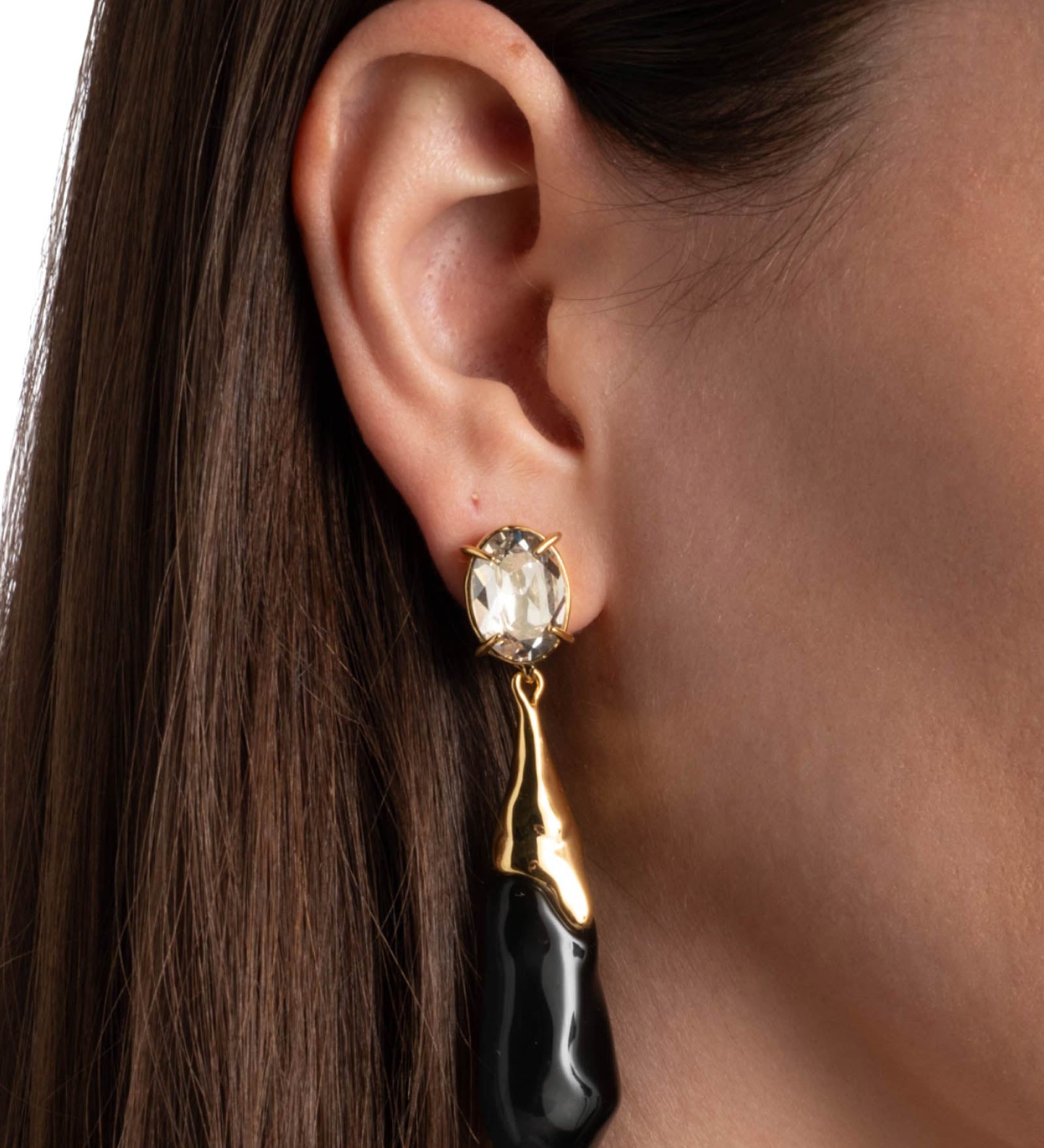 BonBon Crystal Small
Teardrop Earrings 14k Gold Plated, Onyx Lucite