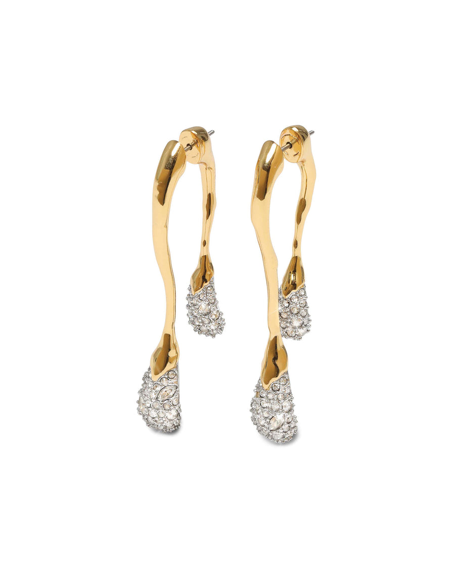 Solanales Silver Crystal Front 
Back Double Drop Earring Rhodium-tone Plated Brass, Crystal