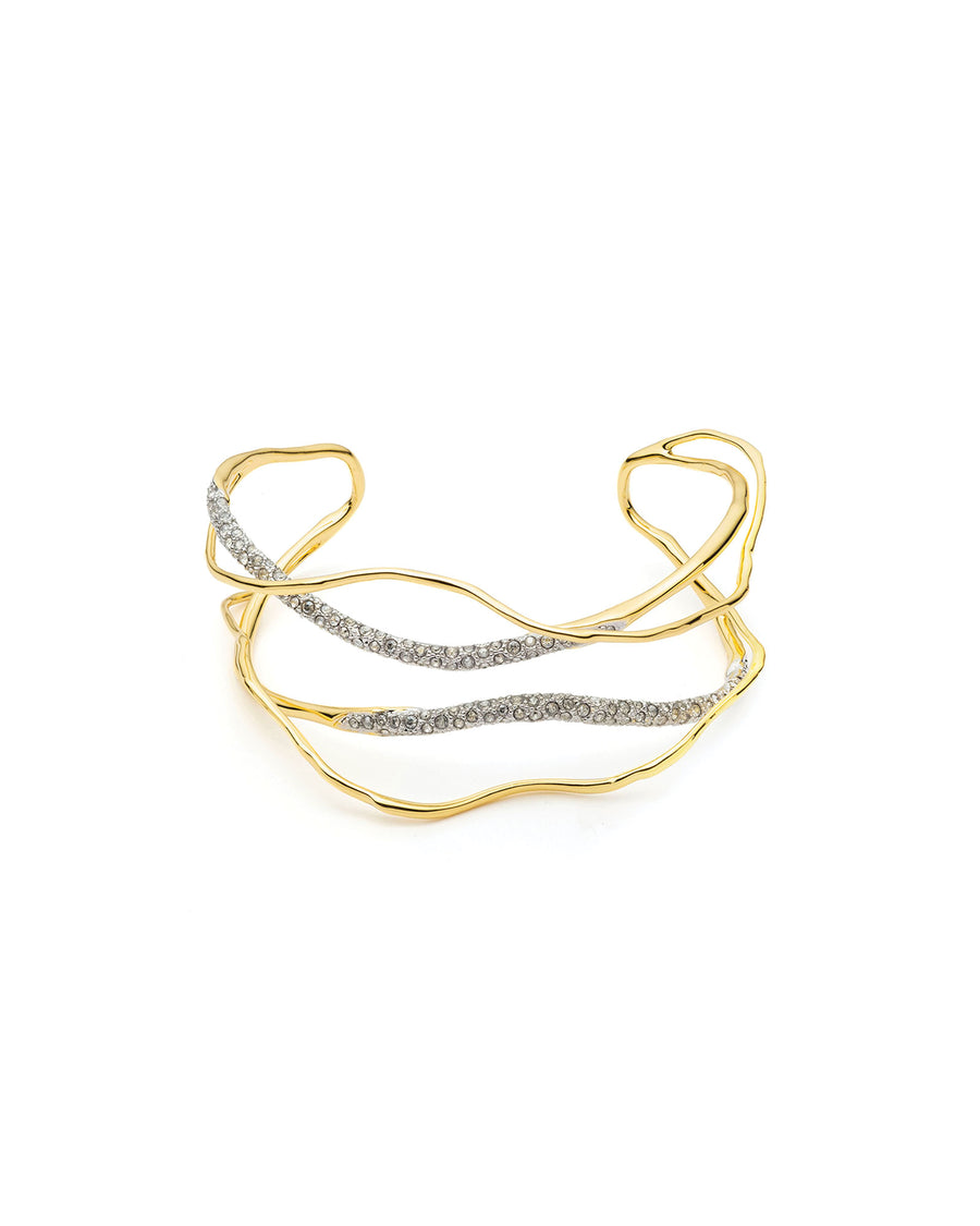 Solanales Crystal Cuff Bracelet 14k Gold Plated, Crystal