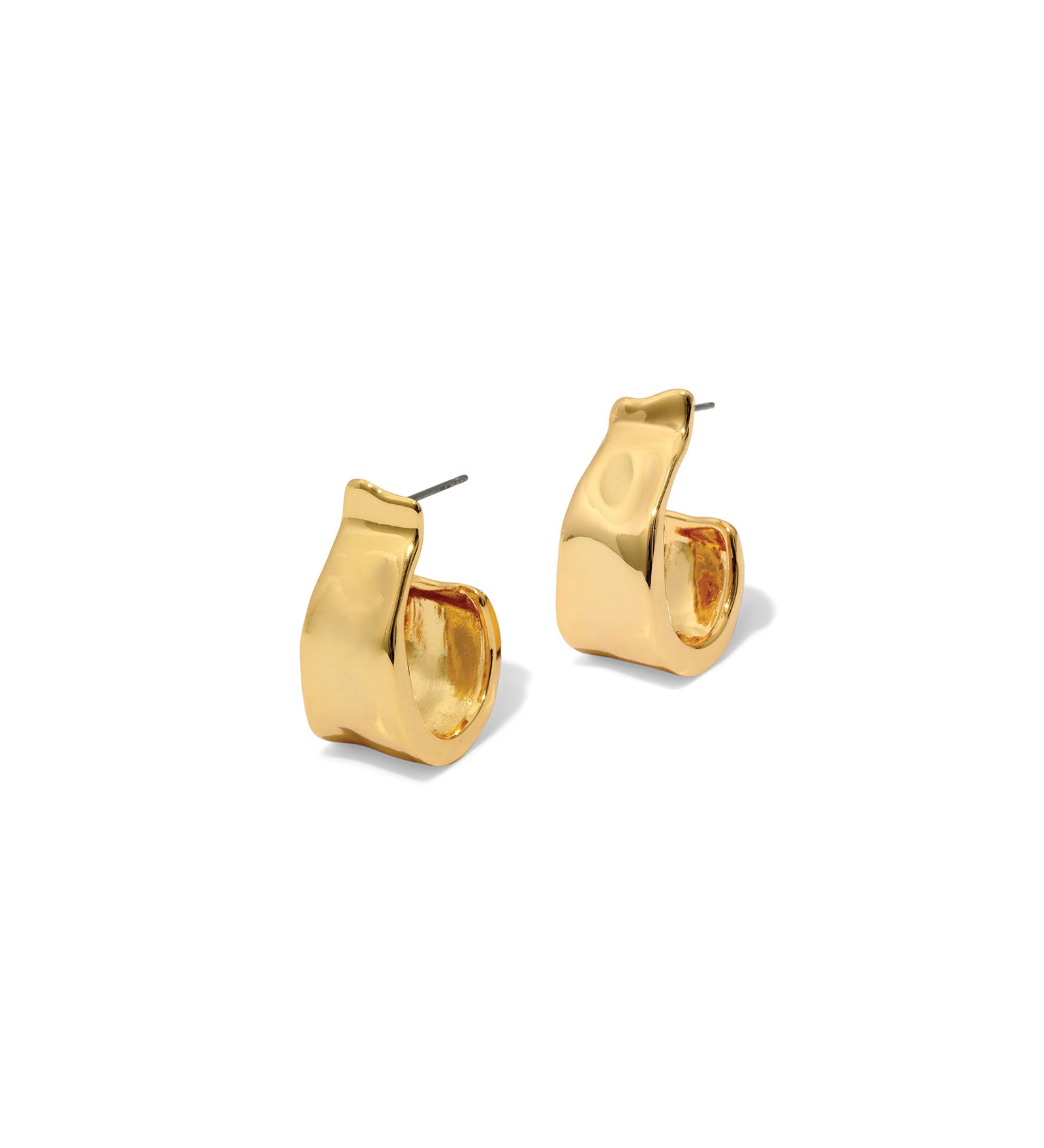 Molten Gold Ribbon Hoop Earring 14k Gold Plated
