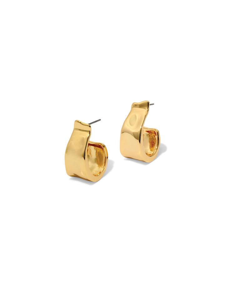 Molten Gold Ribbon Hoop Earring 14k Gold Plated