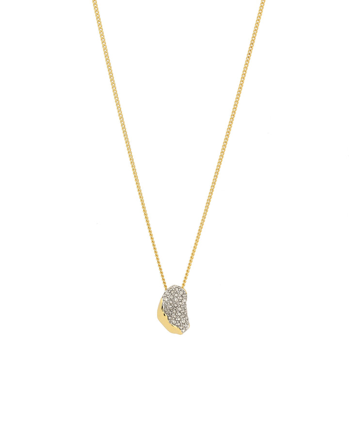Solanales Crystal Small Pebble Necklace 14k Gold Plated, Crystal