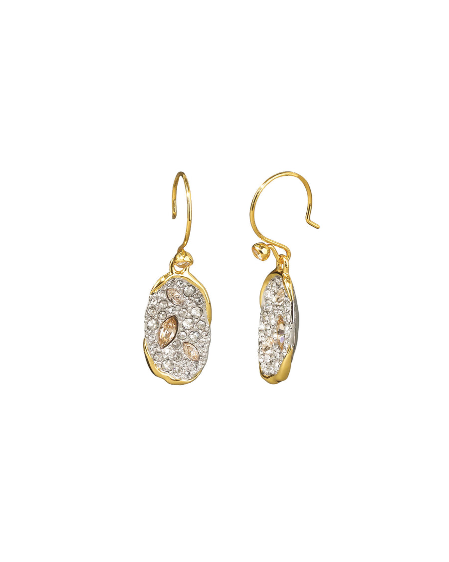 Solanales Crystal Oval Drop 
Earring 14k Gold Plated, Cubic Zirconia