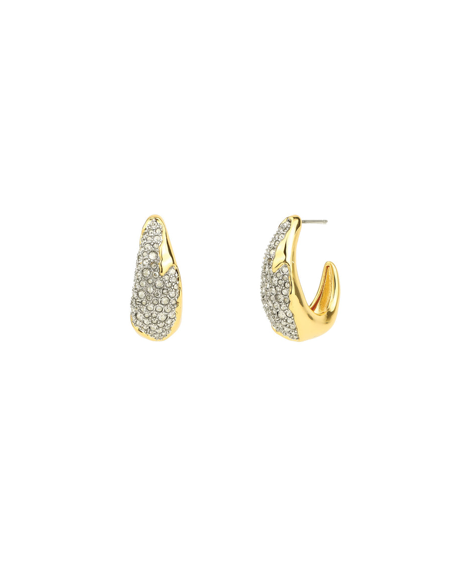 Solanales Crystal Hoop Earring 14k Gold Plated, Rhodium-tone Plated Brass