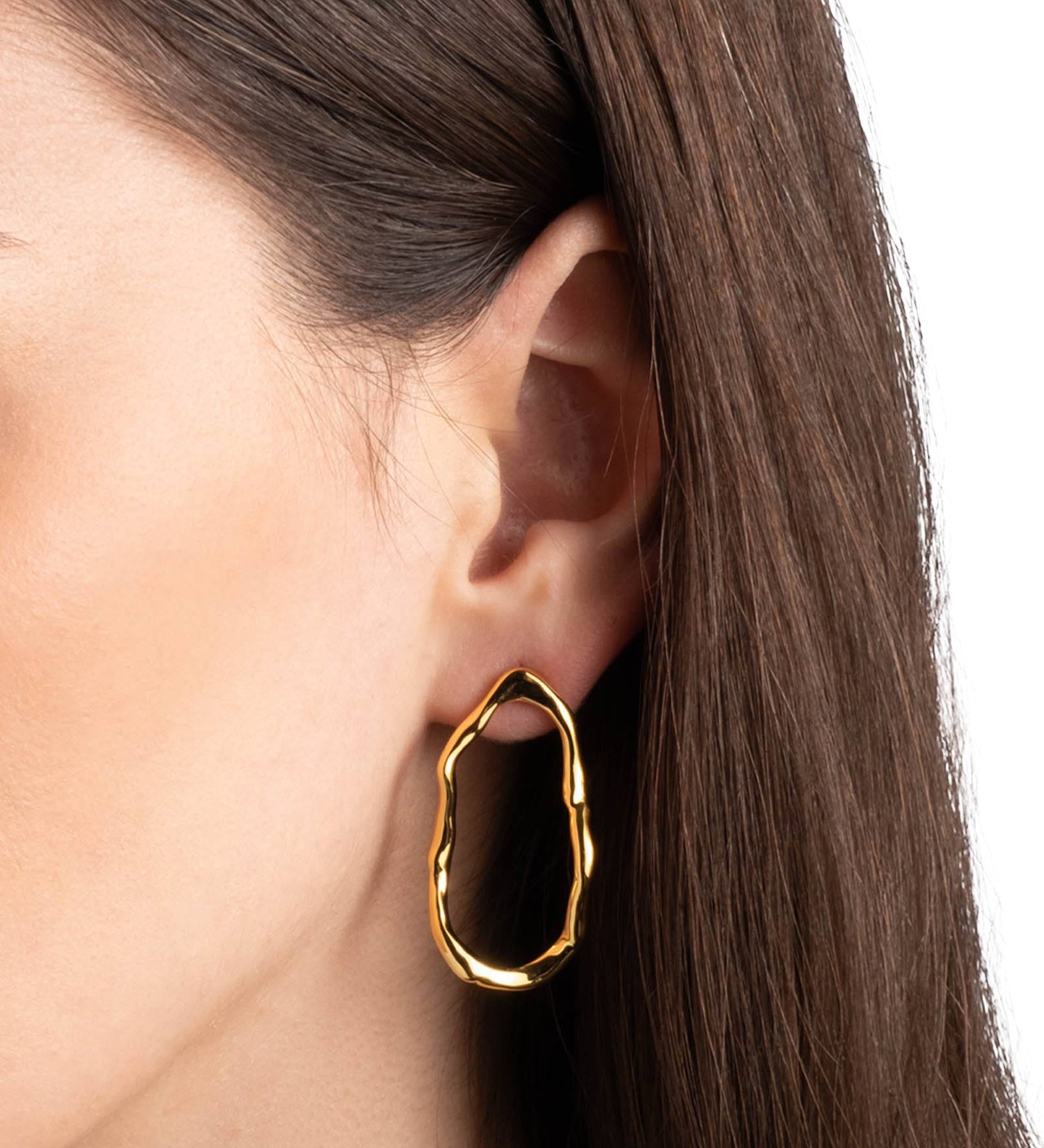 Brut Gold Open
Oval Post Earrings 14k Gold Plated Brass