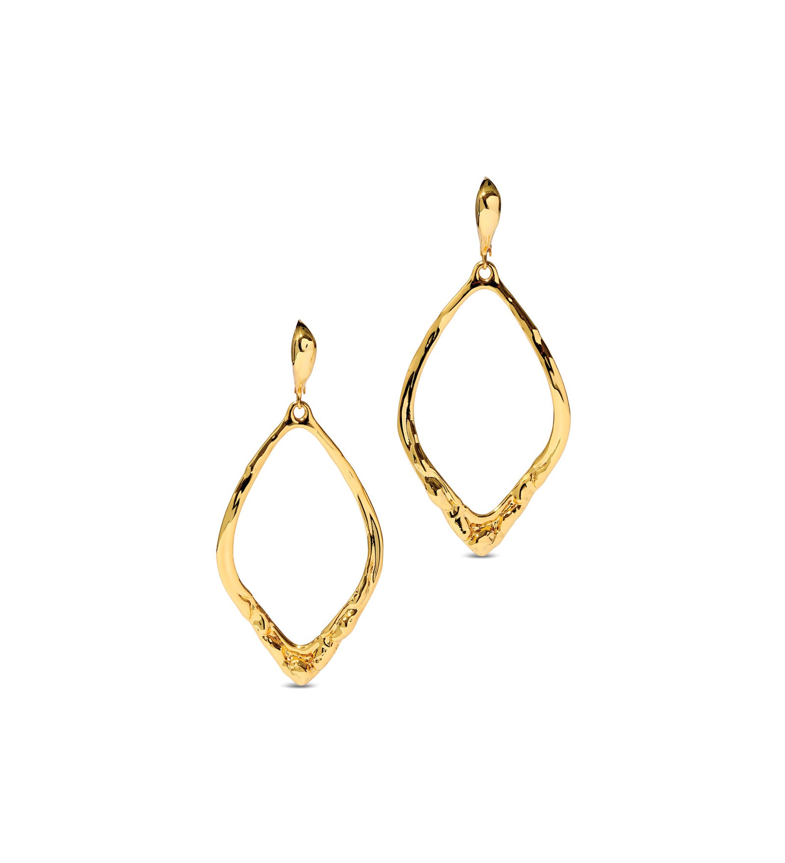 Brut Gold Open
Oval Leverback Earrings 14k Gold Plated Brass