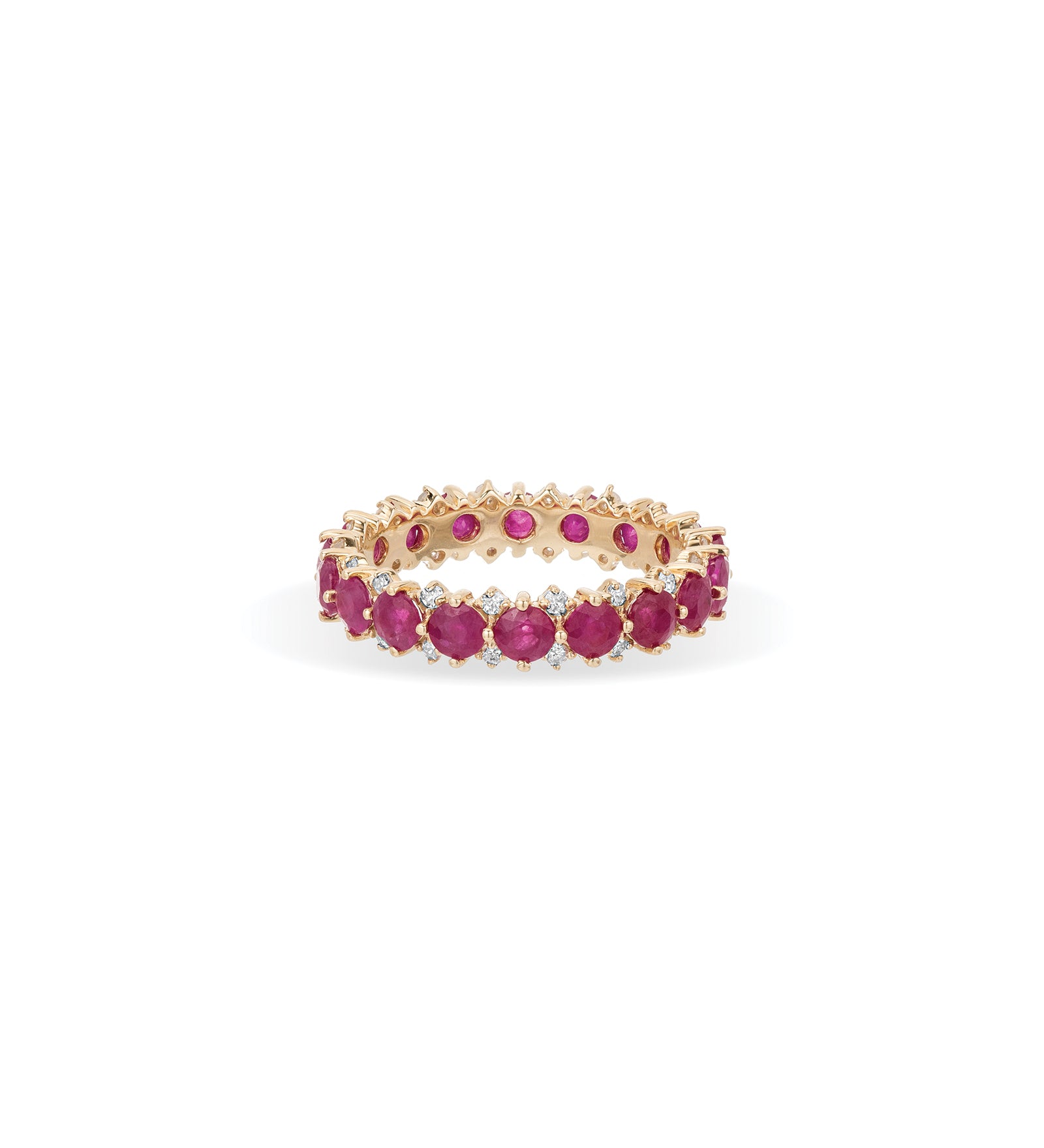 Adina Reyter-Diamond Stone Eternity Ring-Rings-14k Yellow Gold, Diamond, Ruby-5-Blue Ruby Jewellery-Vancouver Canada