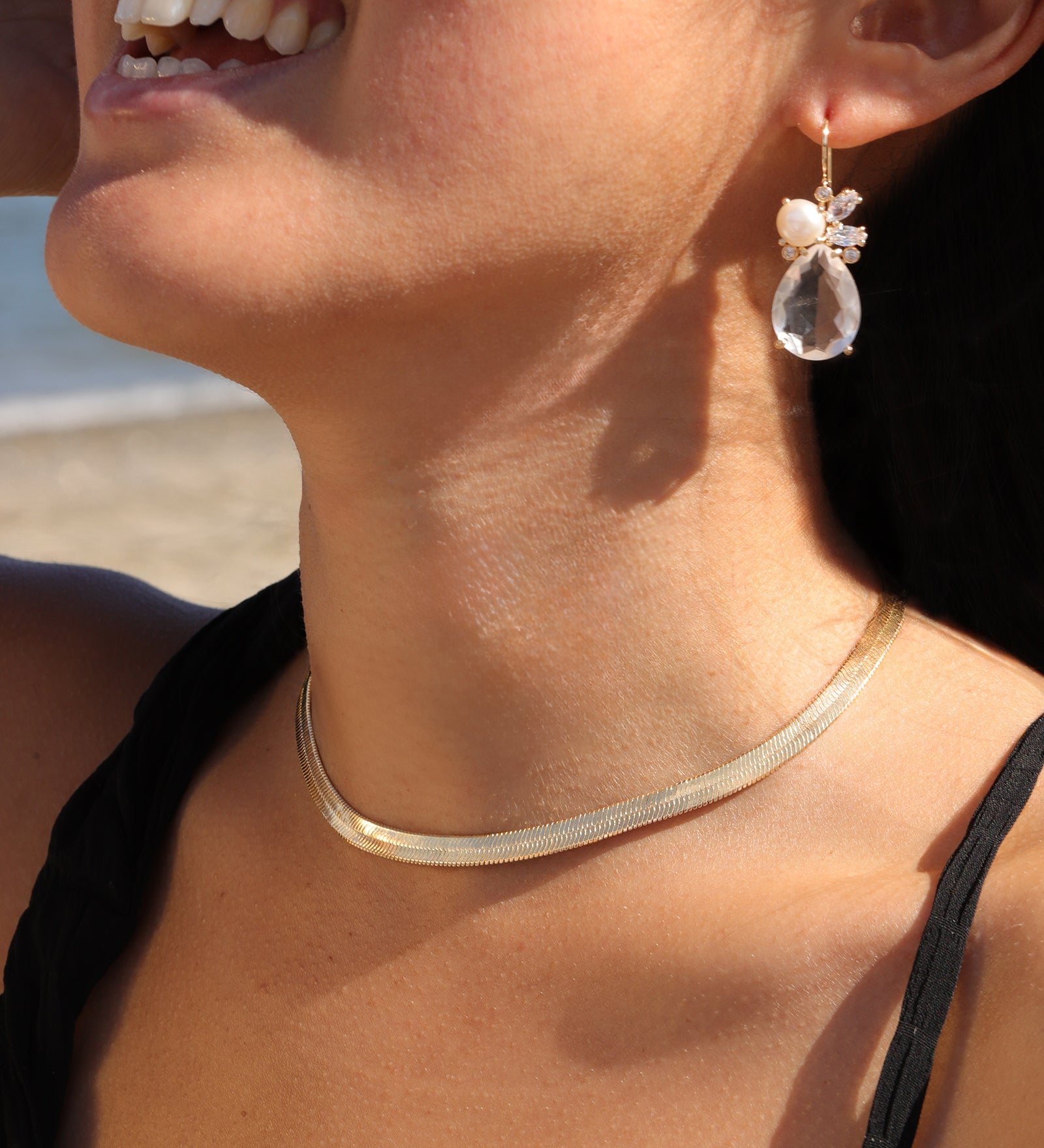 Atelier Mon-Teardrop Cluster Hooks-Earrings-14k Gold Plated, White Pearl-Blue Ruby Jewellery-Vancouver Canada