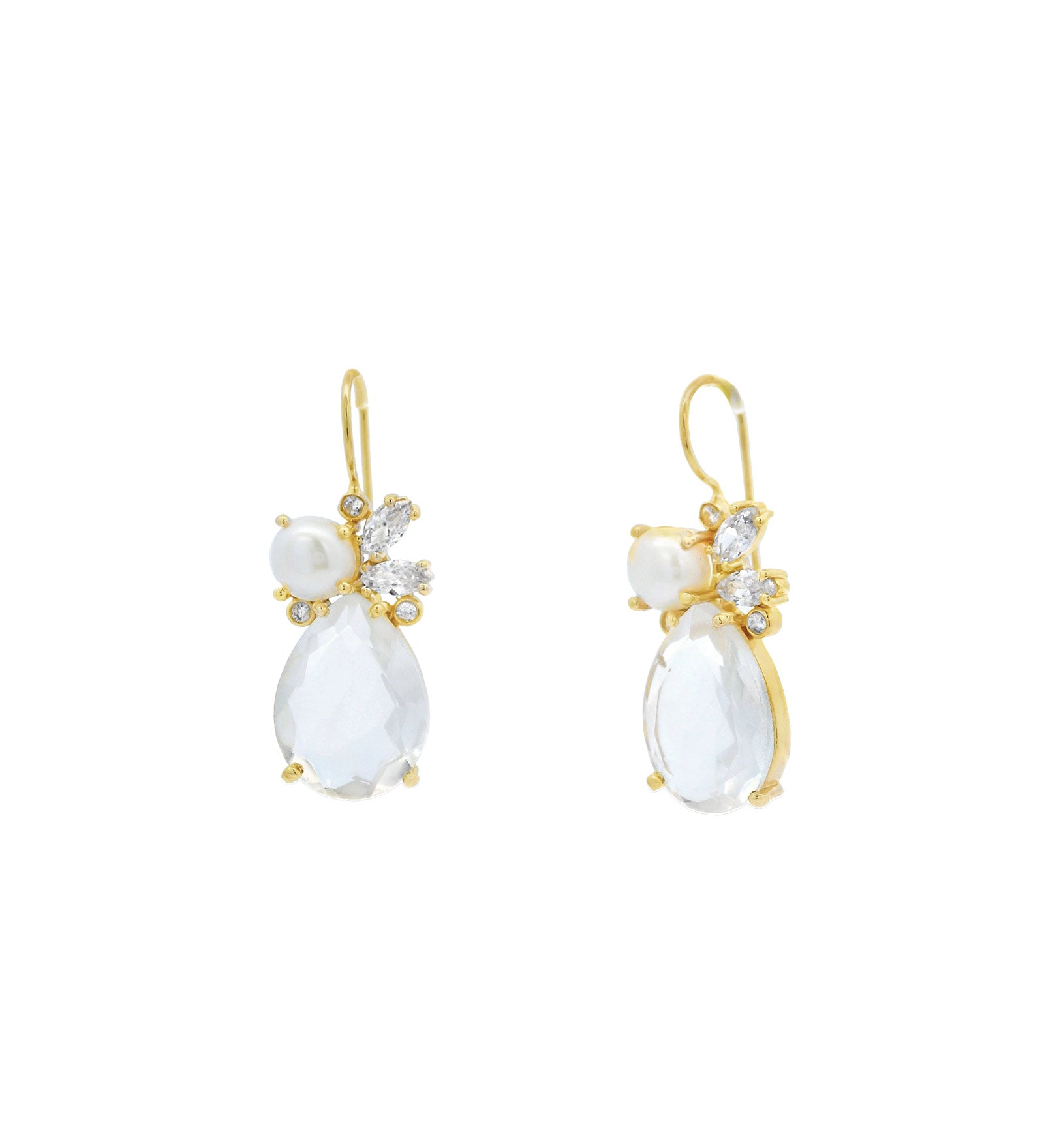 Atelier Mon-Teardrop Cluster Hooks-Earrings-14k Gold Plated, White Pearl-Blue Ruby Jewellery-Vancouver Canada