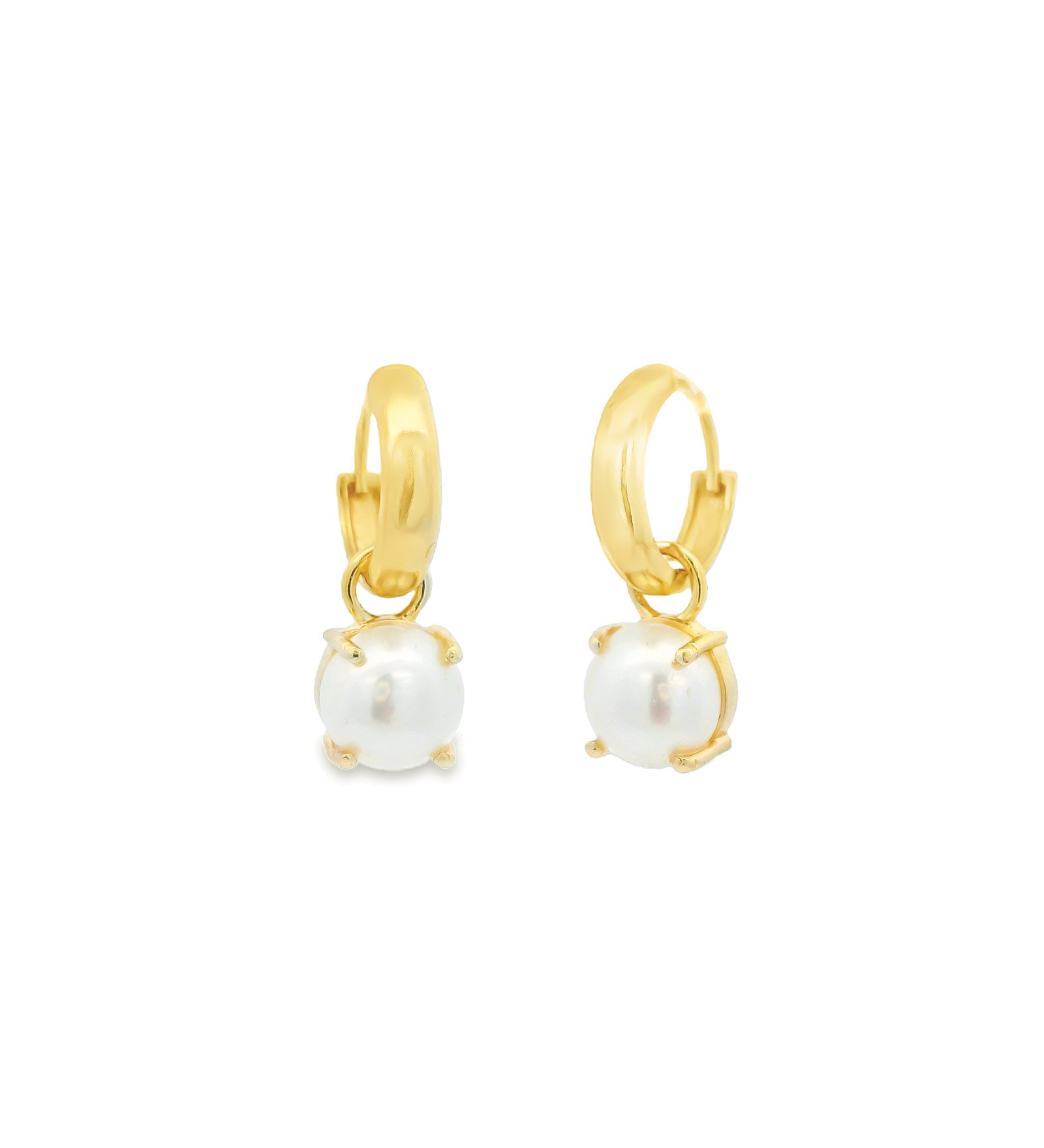 Single Pearl Drop Huggies 14k Gold Plated, White Pearl