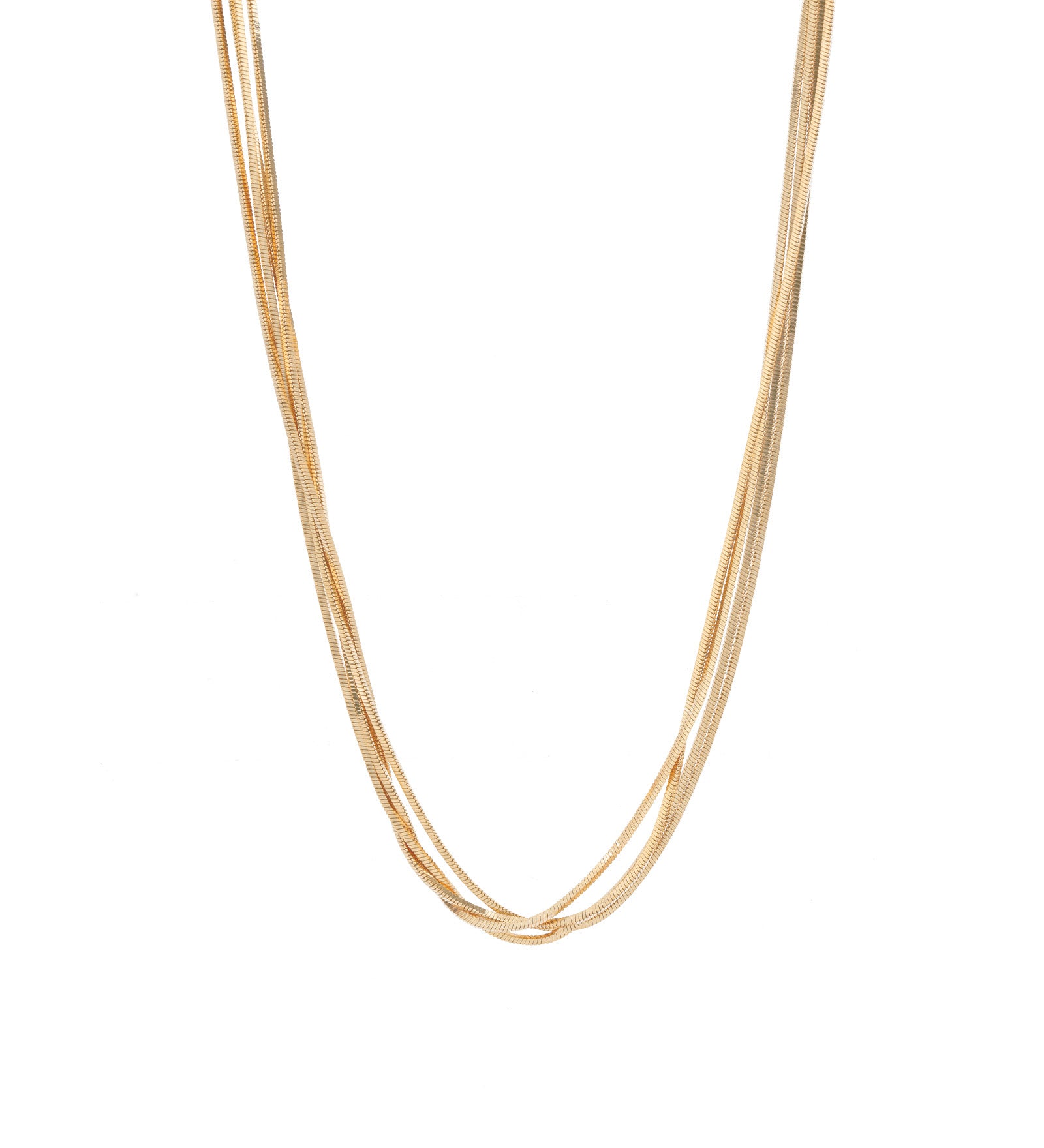 4 Row Snake Chain Necklace 18k Gold Plated
