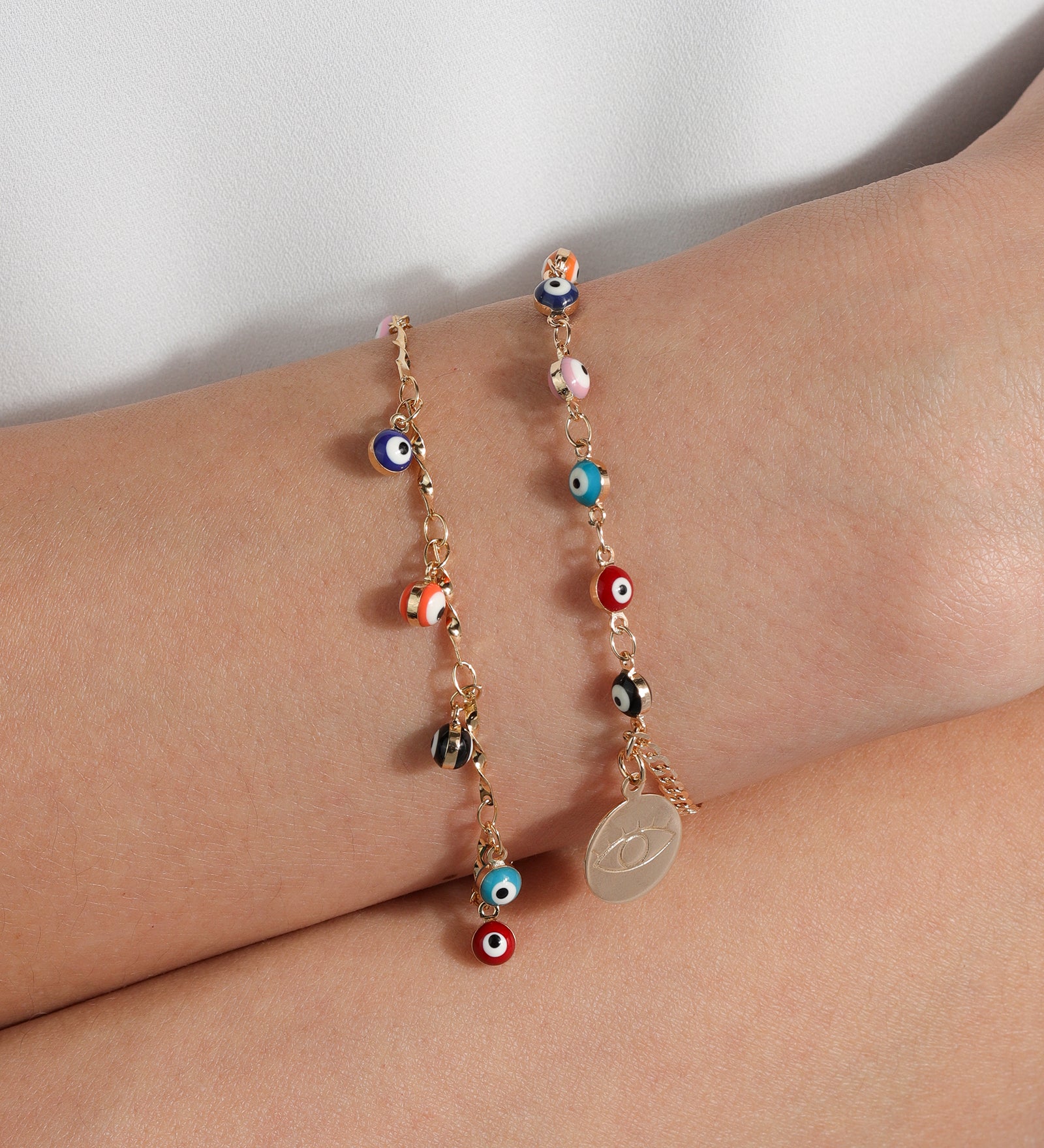 Baseline-Evil Eye Chain Charm Bracelet-Bracelets-Blue Ruby Jewellery-Vancouver Canada