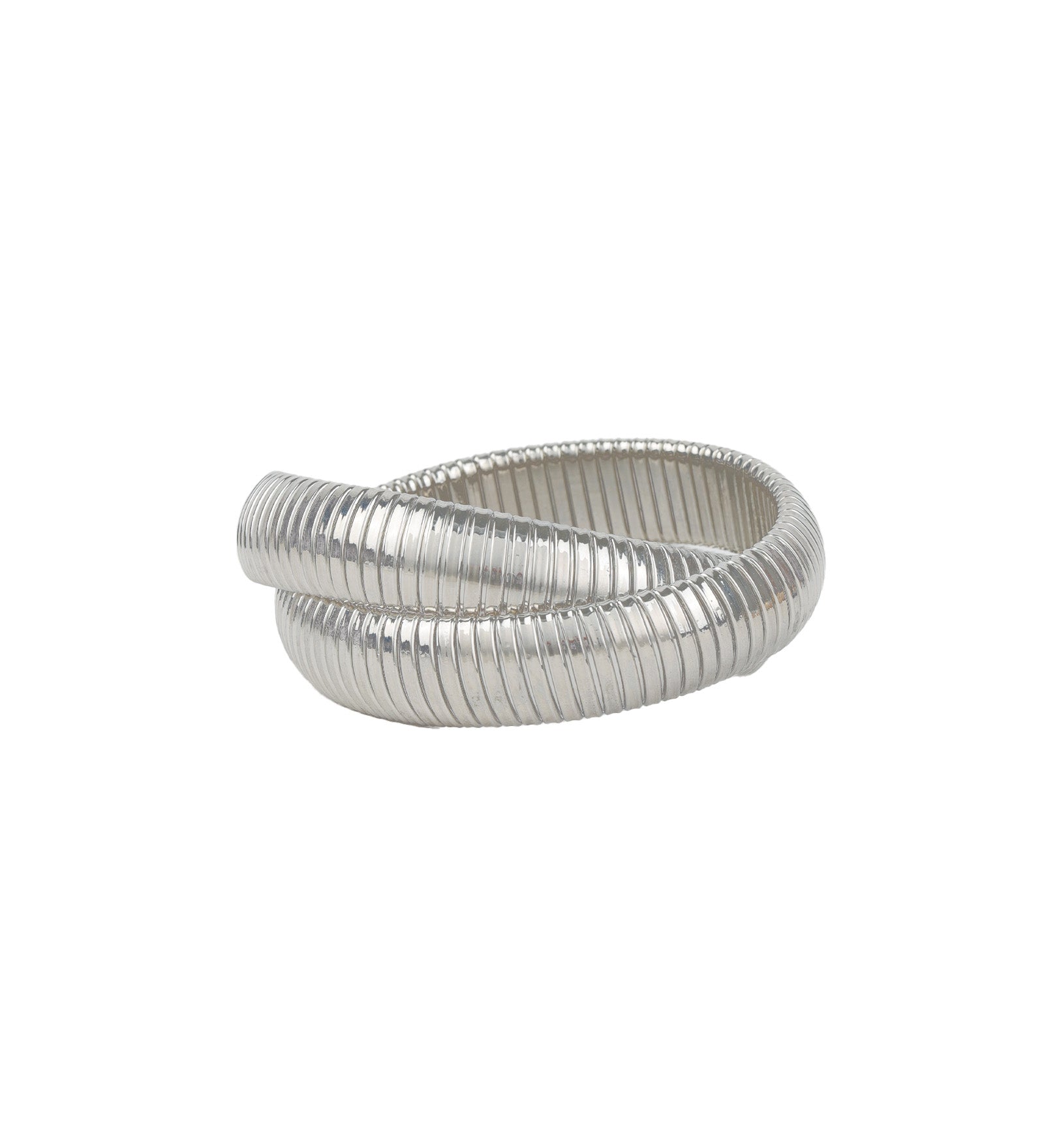 Double Cobra Bangle Rhodium Plated