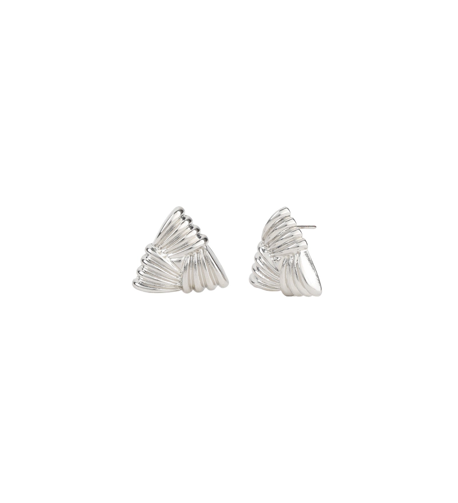 Woven Triangle Studs Rhodium Plated