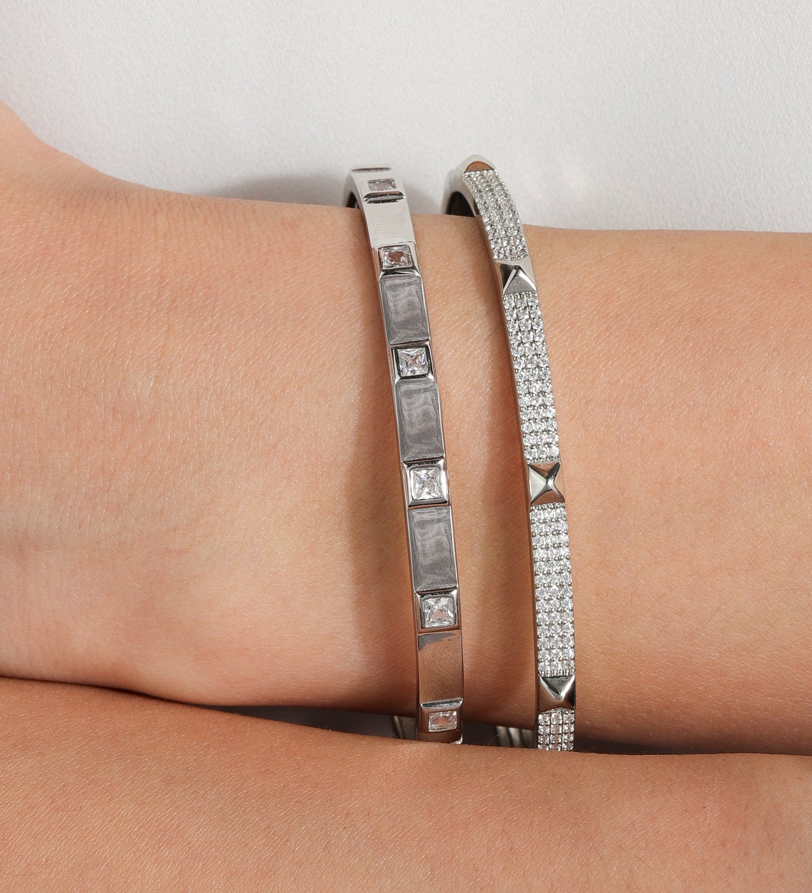 Baseline-Square CZ Hinge Bangle-Bracelets-Blue Ruby Jewellery-Vancouver Canada