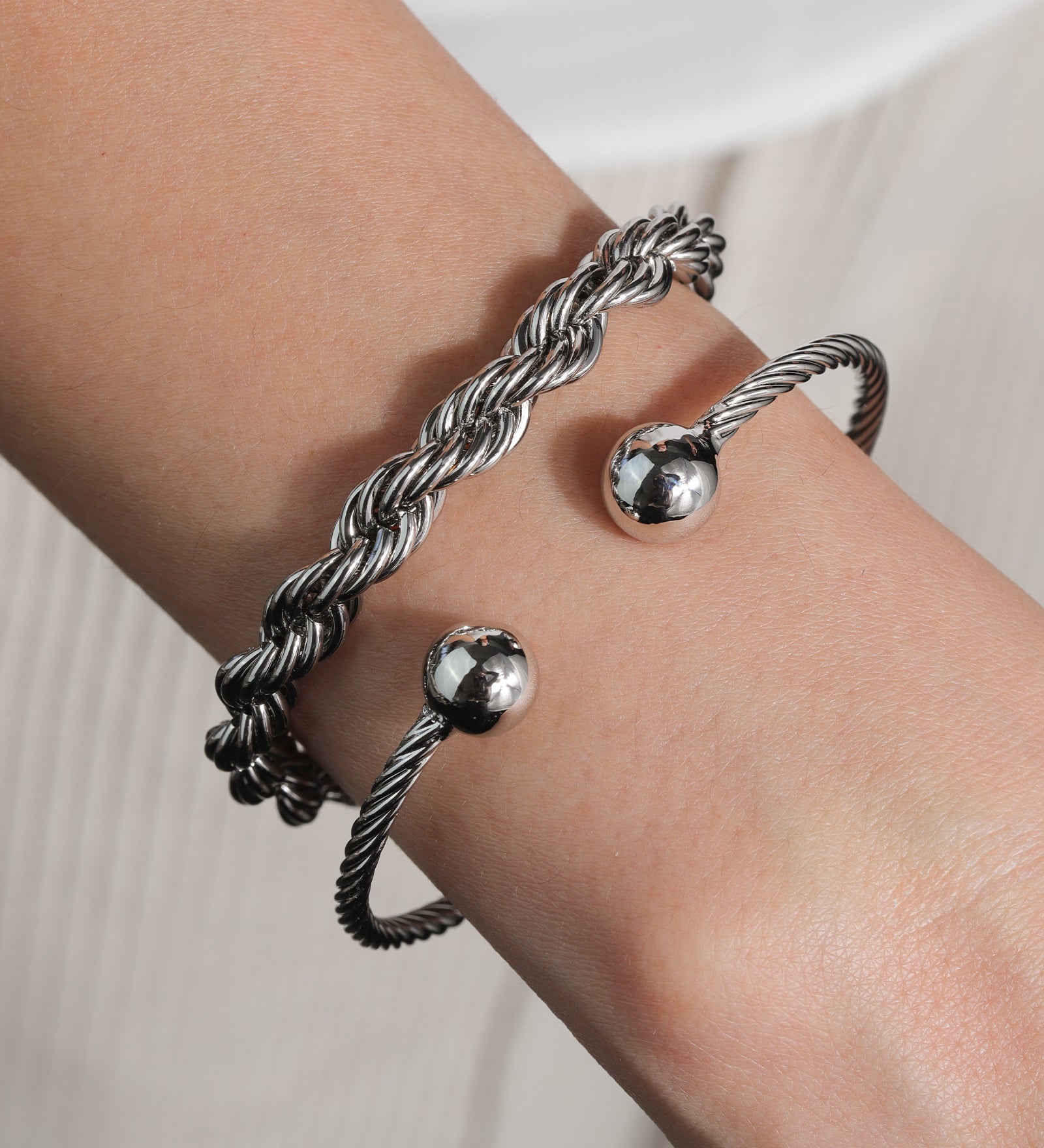 Baseline-Two Ball Twist Cuff-Bracelets-Blue Ruby Jewellery-Vancouver Canada