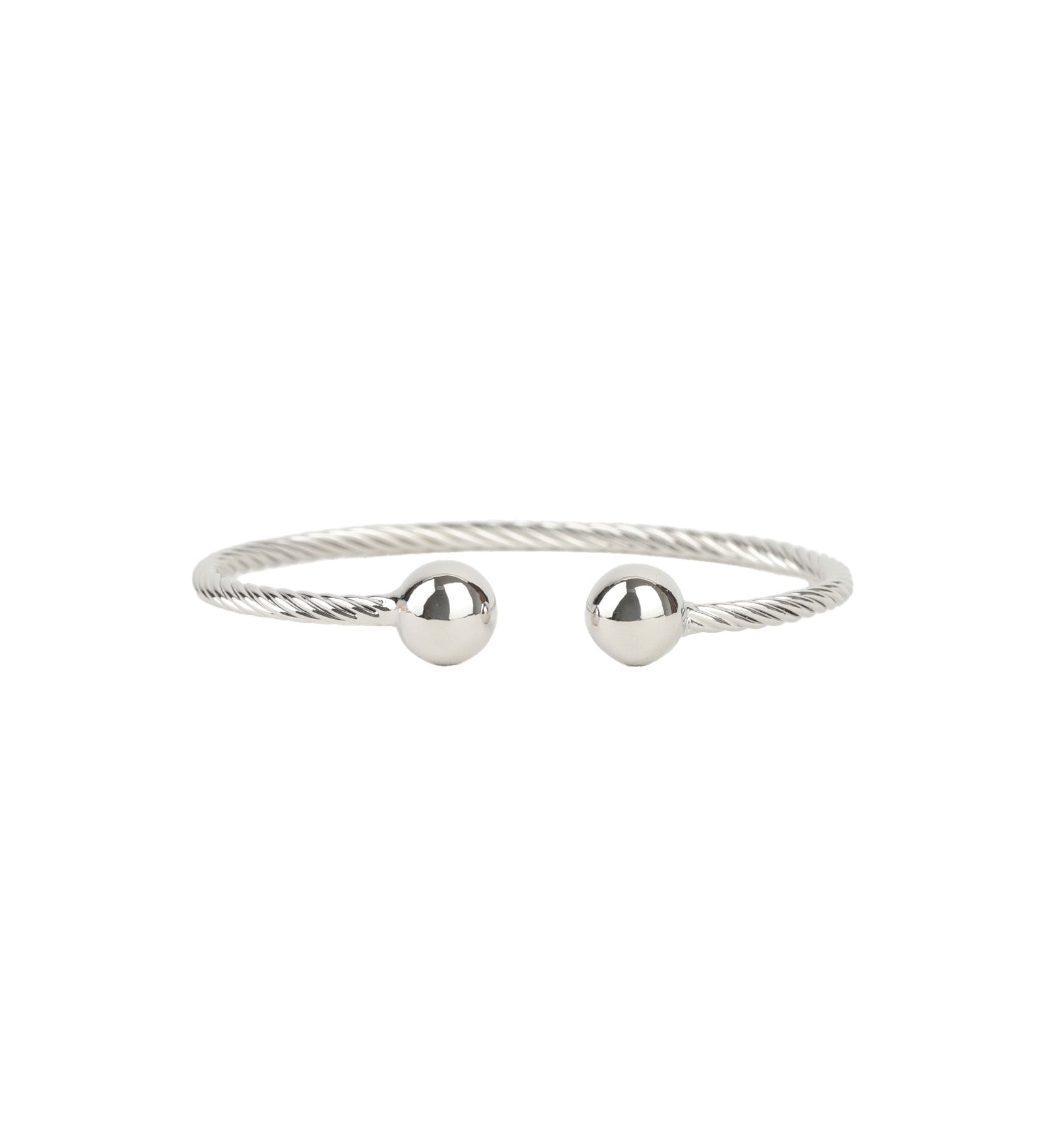 Two Ball Twist Cuff Rhodium Plated