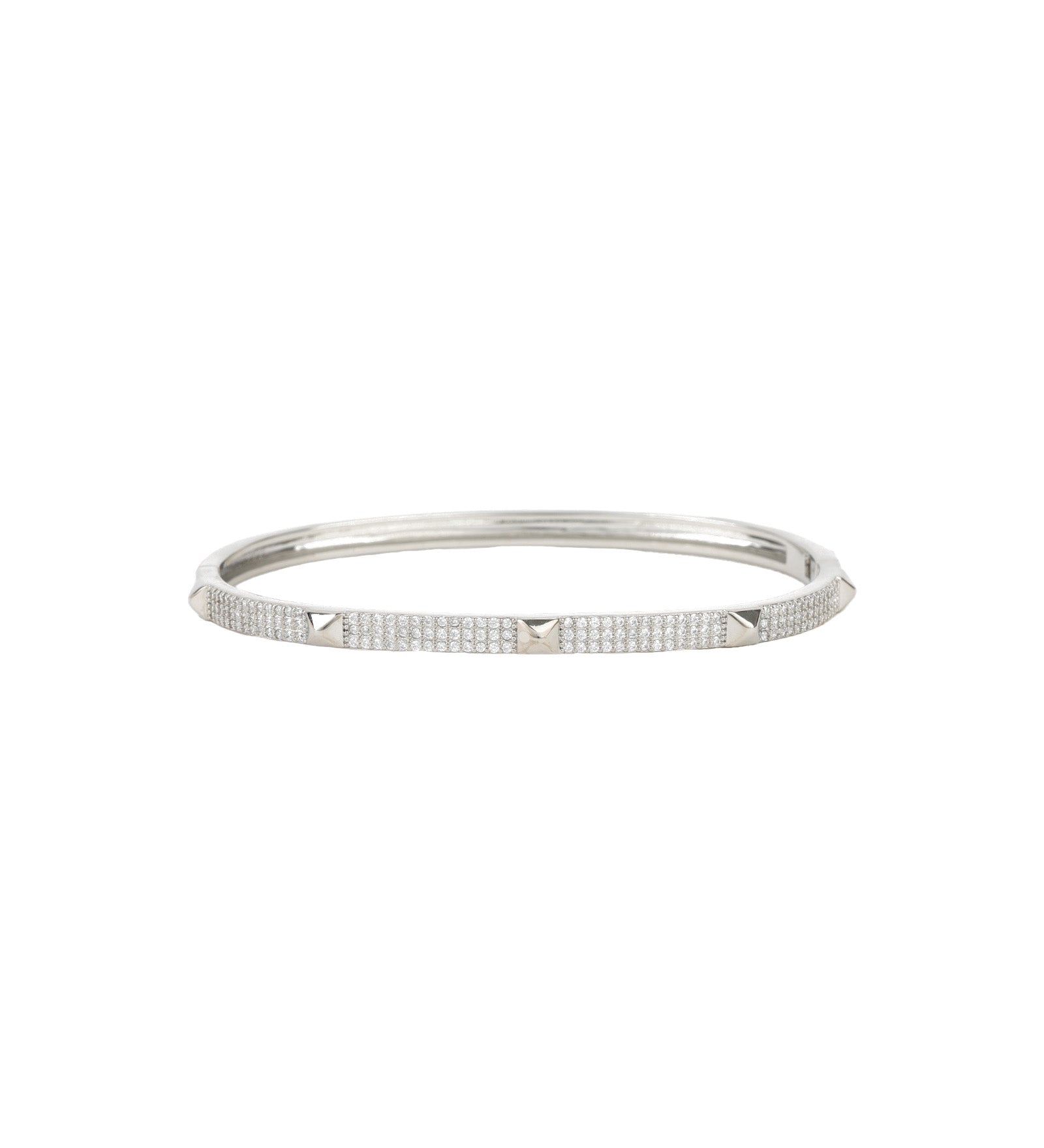 Pyramid Station Pavé Bangle Rhodium Plated, Cubic Zirconia
