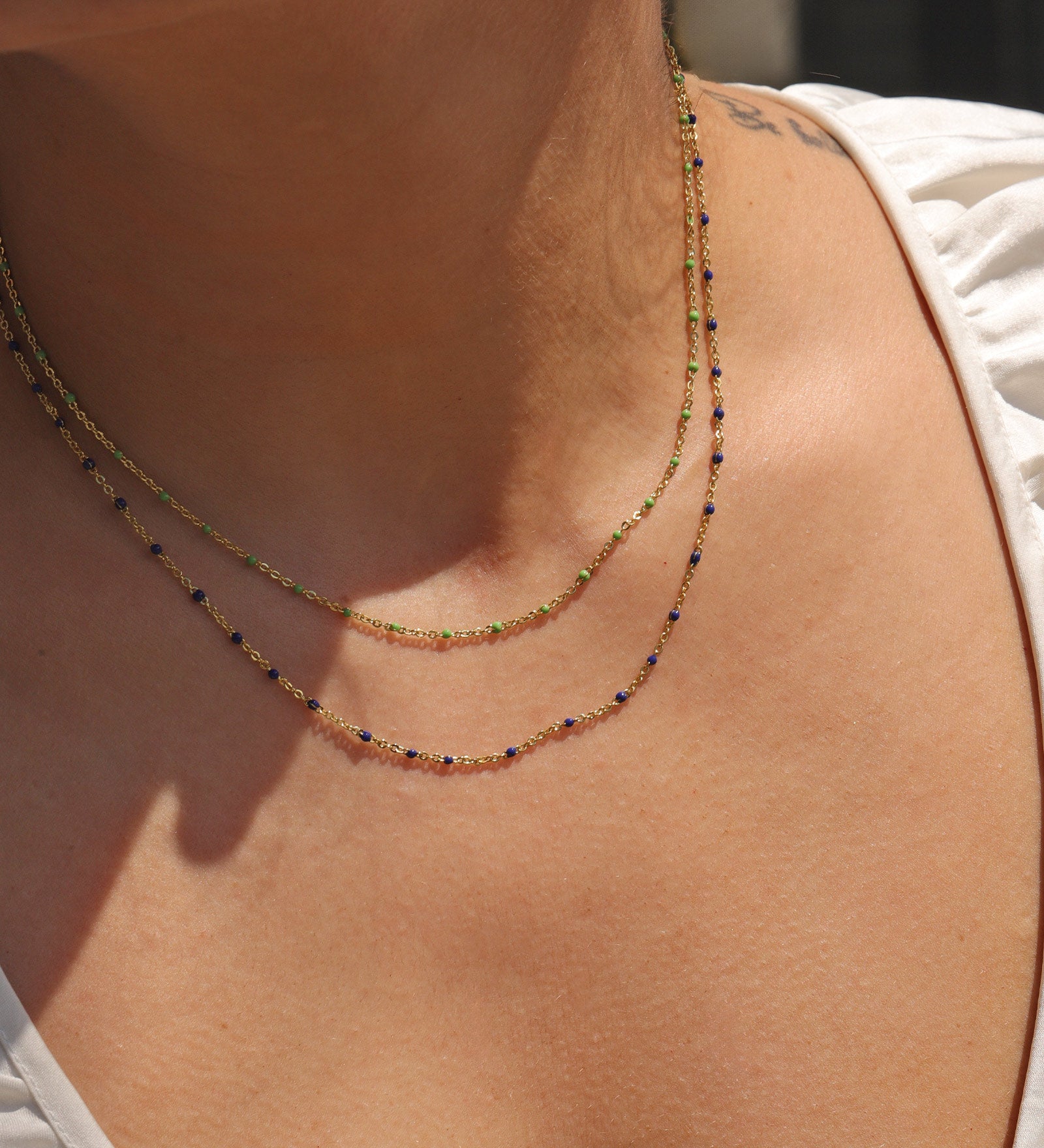 Charm Society-Enamel Chain Necklace-Necklaces-14k Gold Filled, Navy Enamel-Blue Ruby Jewellery-Vancouver Canada