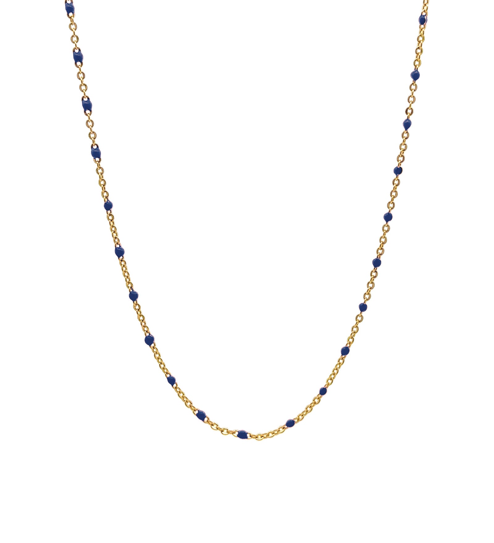 Enamel Chain Necklace 14k Gold Filled, Navy Enamel