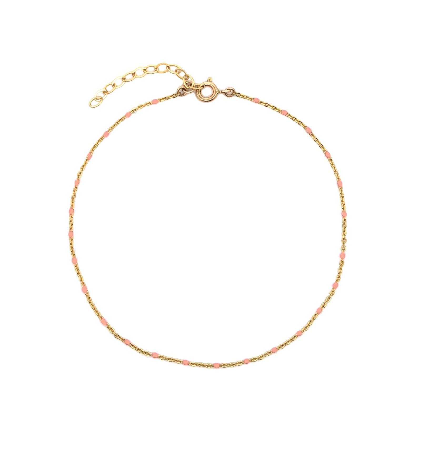 Enamel Chain Anklet 14k Gold Filled, Pink Enamel