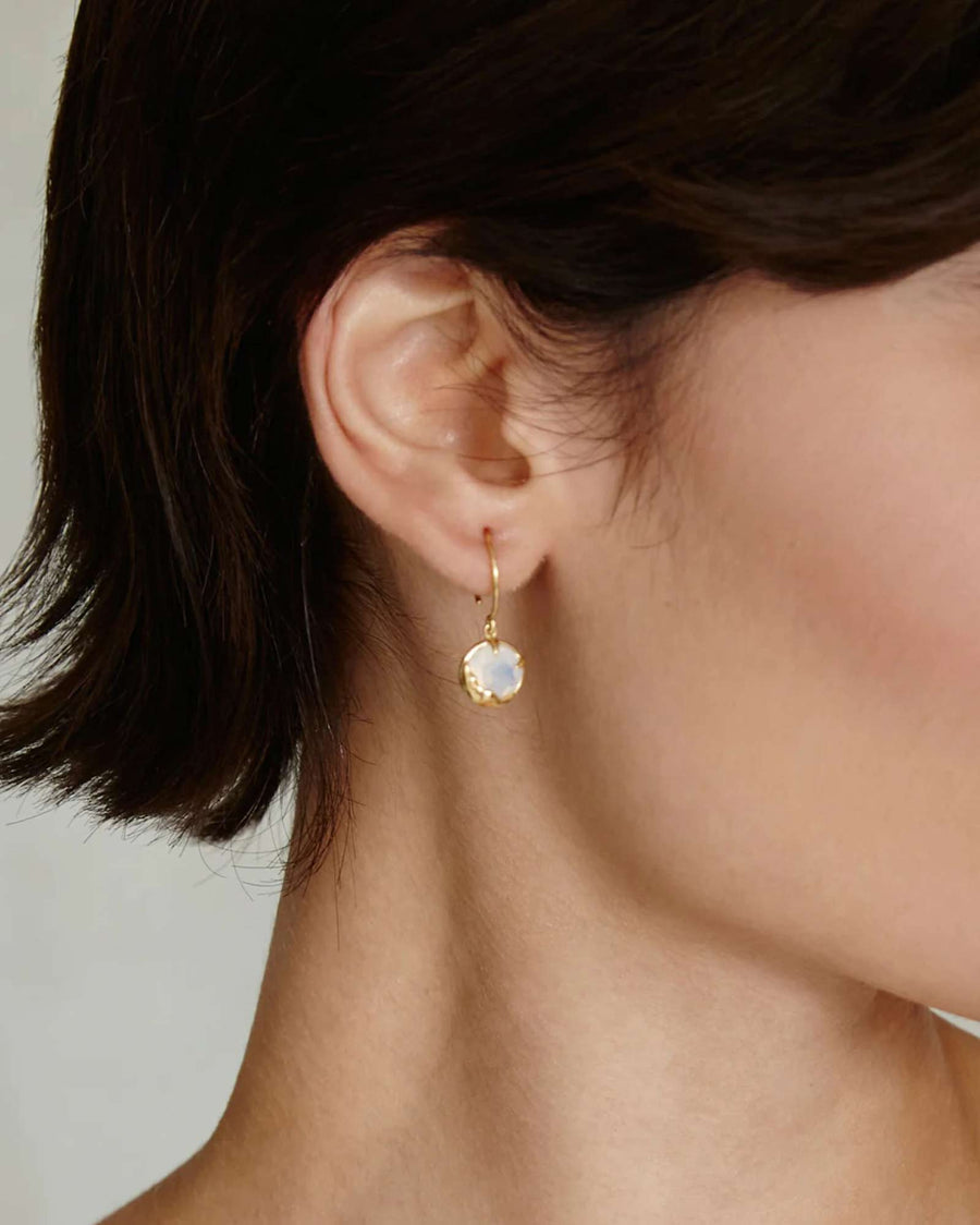 October Birthstone Earrings 18k Gold Vermeil, Opal Crystal