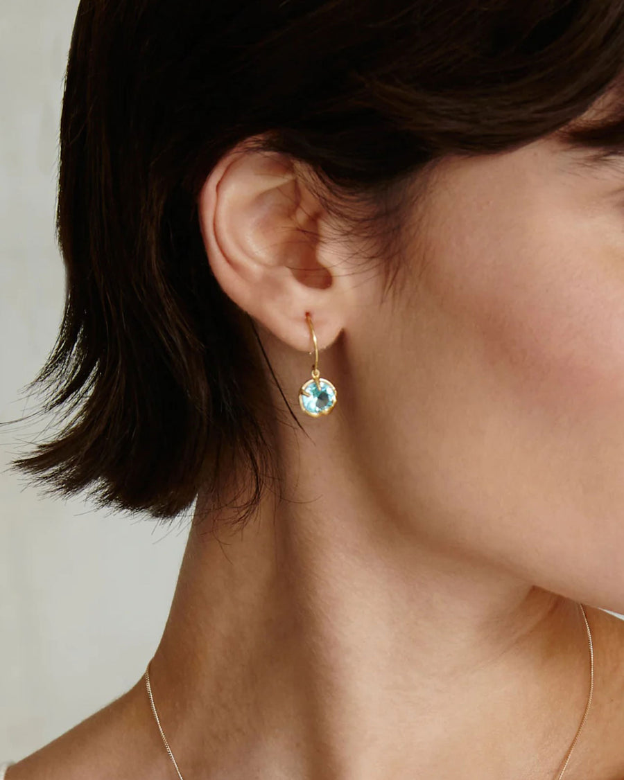 December Birthstone Earrings 18k Gold Vermeil, Light Turquoise Crystal