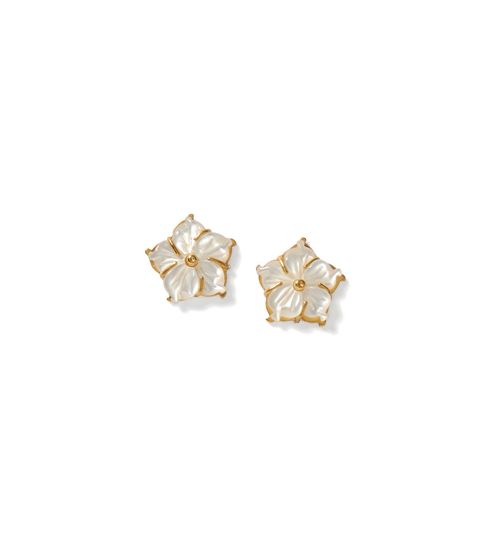 Plumeria Studs 18k Gold Vermeil, White Pearl