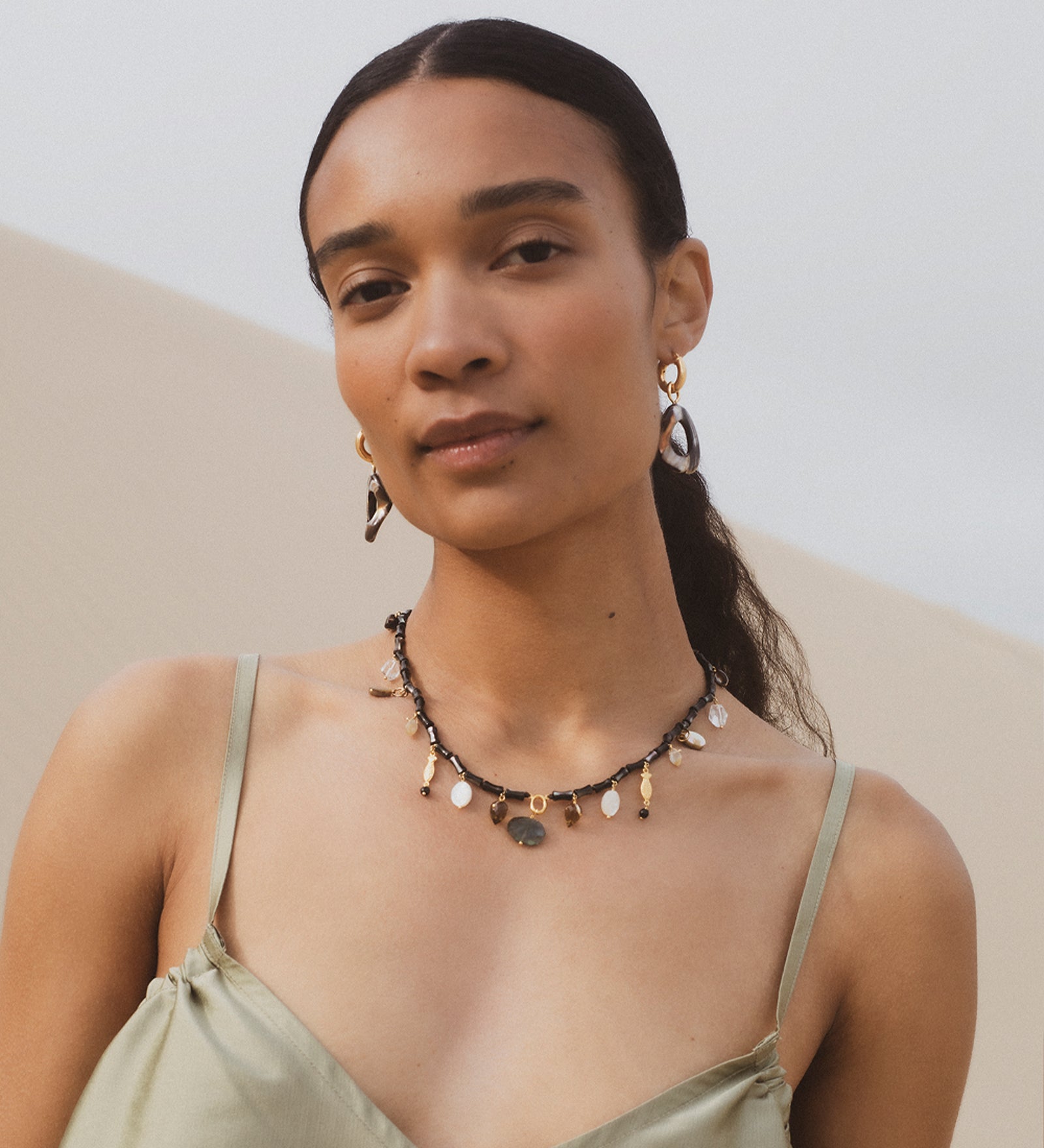 Chan Luu-Cut Out Mother of Pearl Earrings-Earrings-Blue Ruby Jewellery-Vancouver Canada