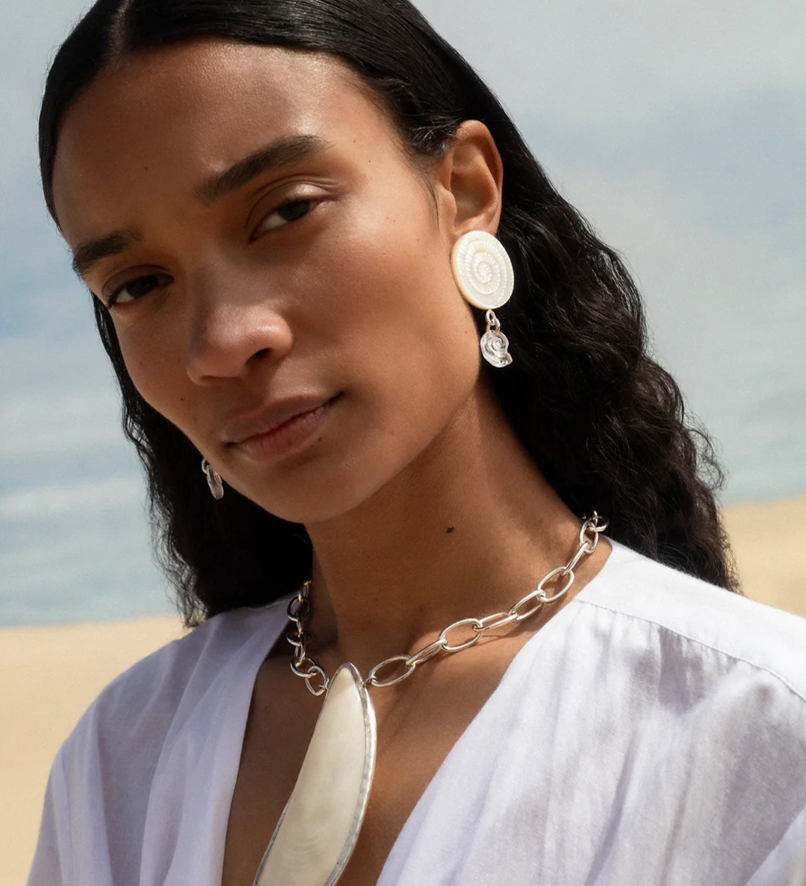 Chan Luu-Nautilus Clip-On Earrings-Earrings-Blue Ruby Jewellery-Vancouver Canada