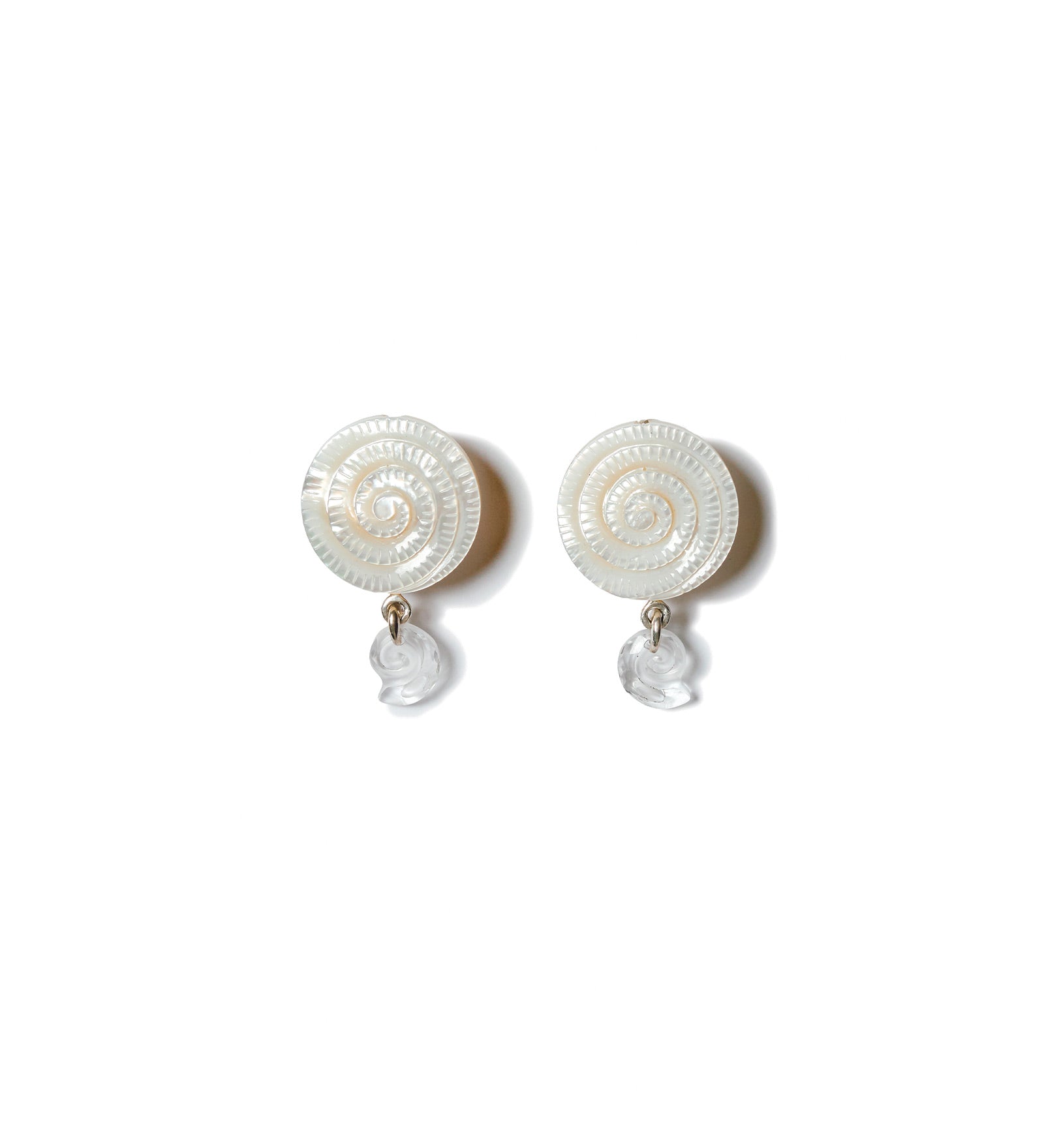 Mother of Pearl Shell Clip On Earrings 18k Gold Vermeil, Mother of Pearl, Crystal