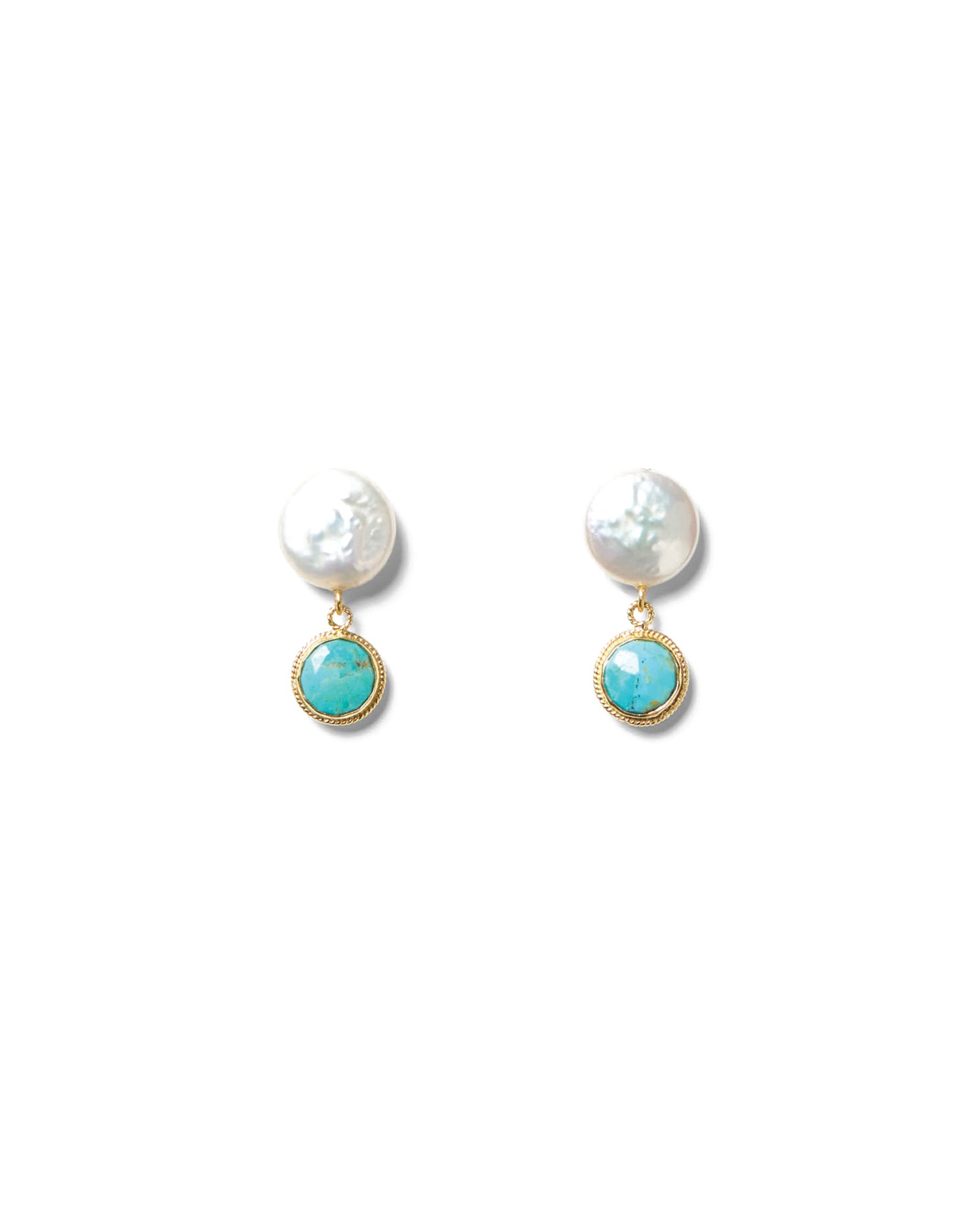 Chan Luu Coin Pearl Bezel Drop Studs Blue Ruby Jewellery, Canada