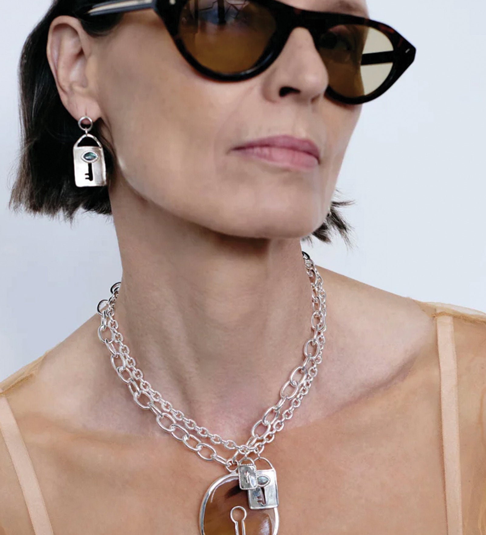 Chan Luu-Double Lock Charm Necklace-Necklaces-Blue Ruby Jewellery-Vancouver Canada