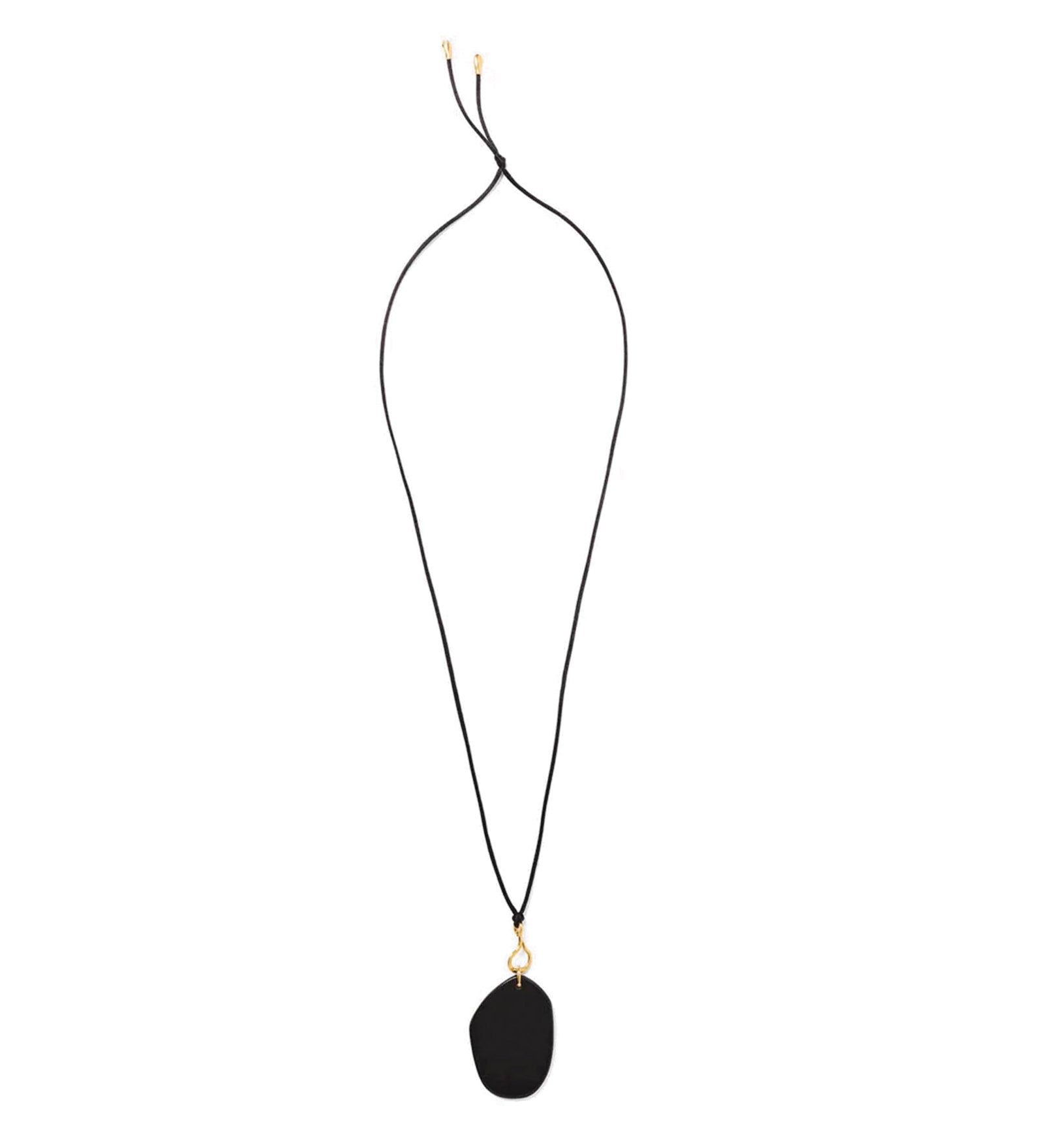 Slice Necklace 18k Gold Vermeil, Black Glass