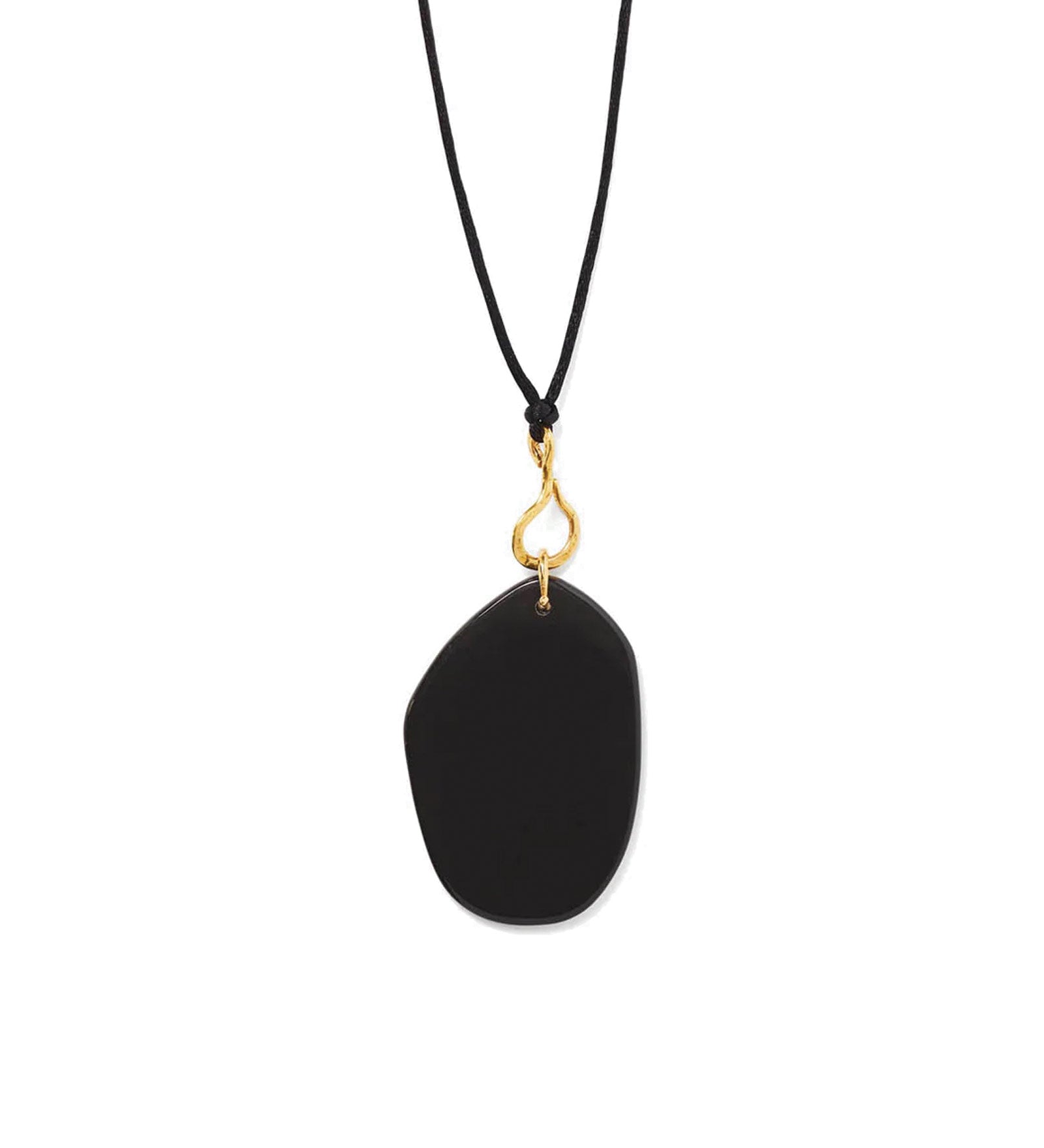 Slice Necklace 18k Gold Vermeil, Black Glass