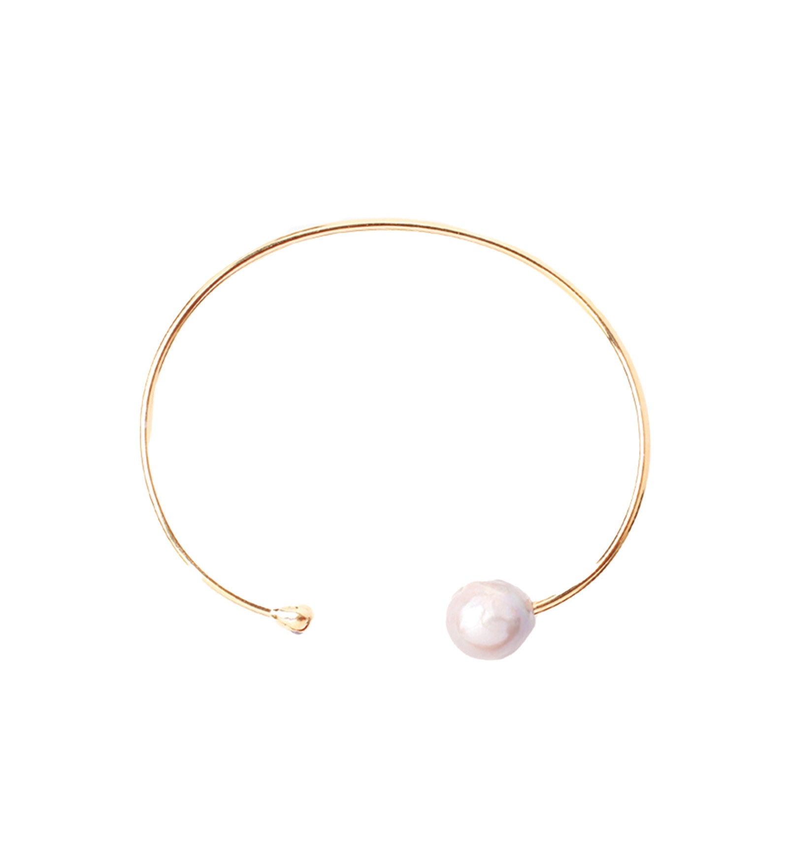 White Pearl and Gold Diamond Cuff 18k Gold Vermeil, White Pearl, Champagne Diamond