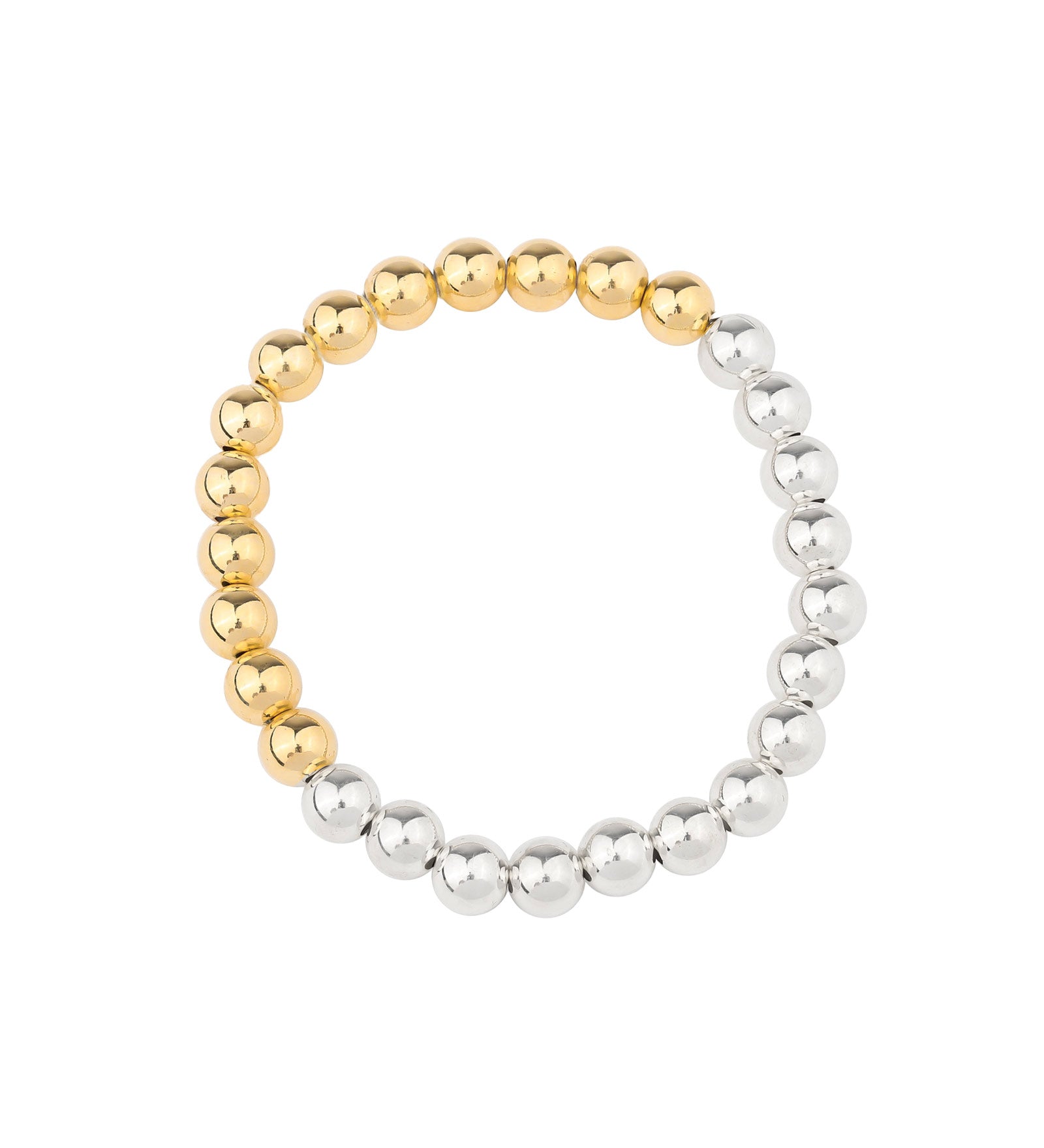 Beaded 2 Tone Bracelet | 7mm 14k Gold Filled, Sterling Silver