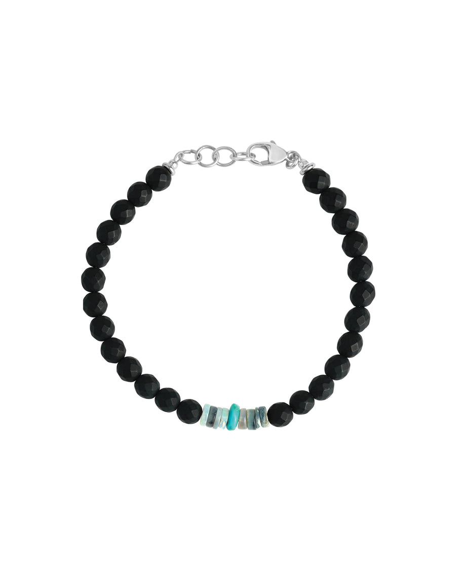 Finley & Wilder-Faceted Mix Stone Bracelet-Bracelets-Onyx, Australian Opal, Turquoise-Blue Ruby Jewellery-Vancouver Canada
