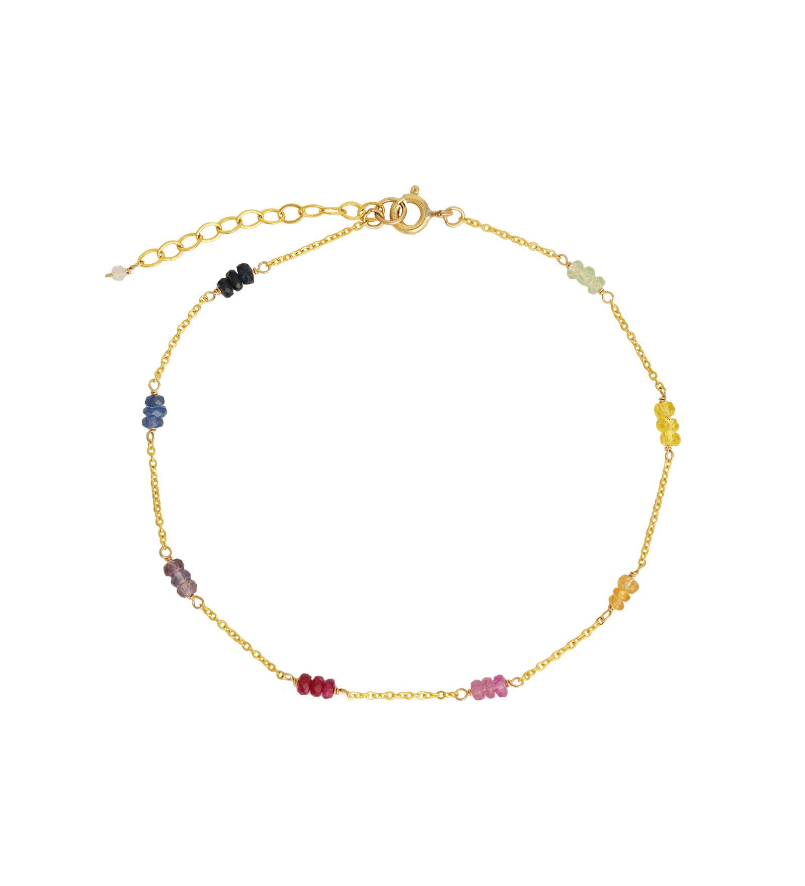 Gem Jar-Trio Station Stone Anklet-Anklets-Blue Ruby Jewellery-Vancouver Canada