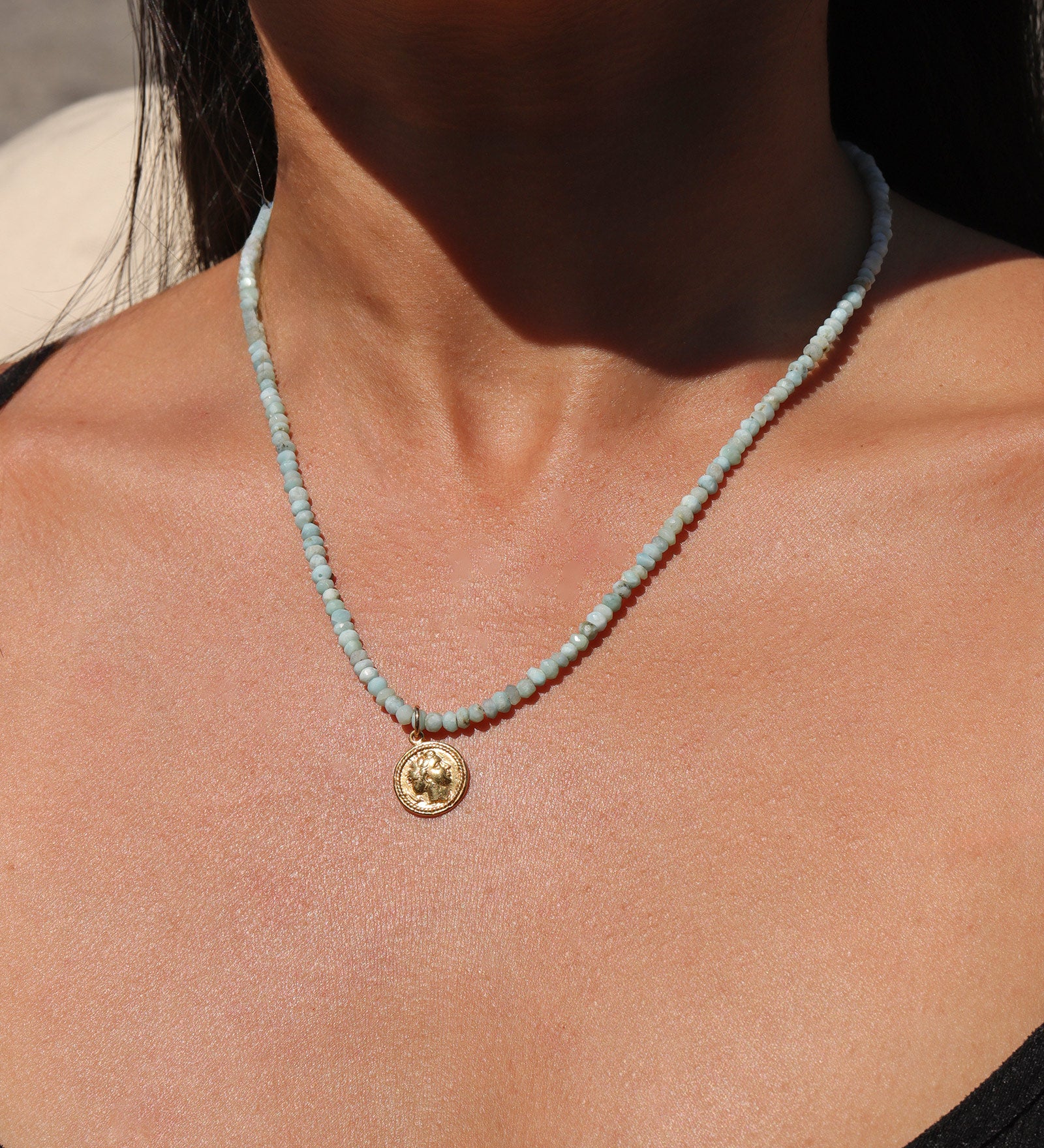 Gem Jar-Larimar Octopus Charm Necklace | 3mm-Necklaces-14k Gold Filled, 14k Gold Vermeil-Blue Ruby Jewellery-Vancouver Canada