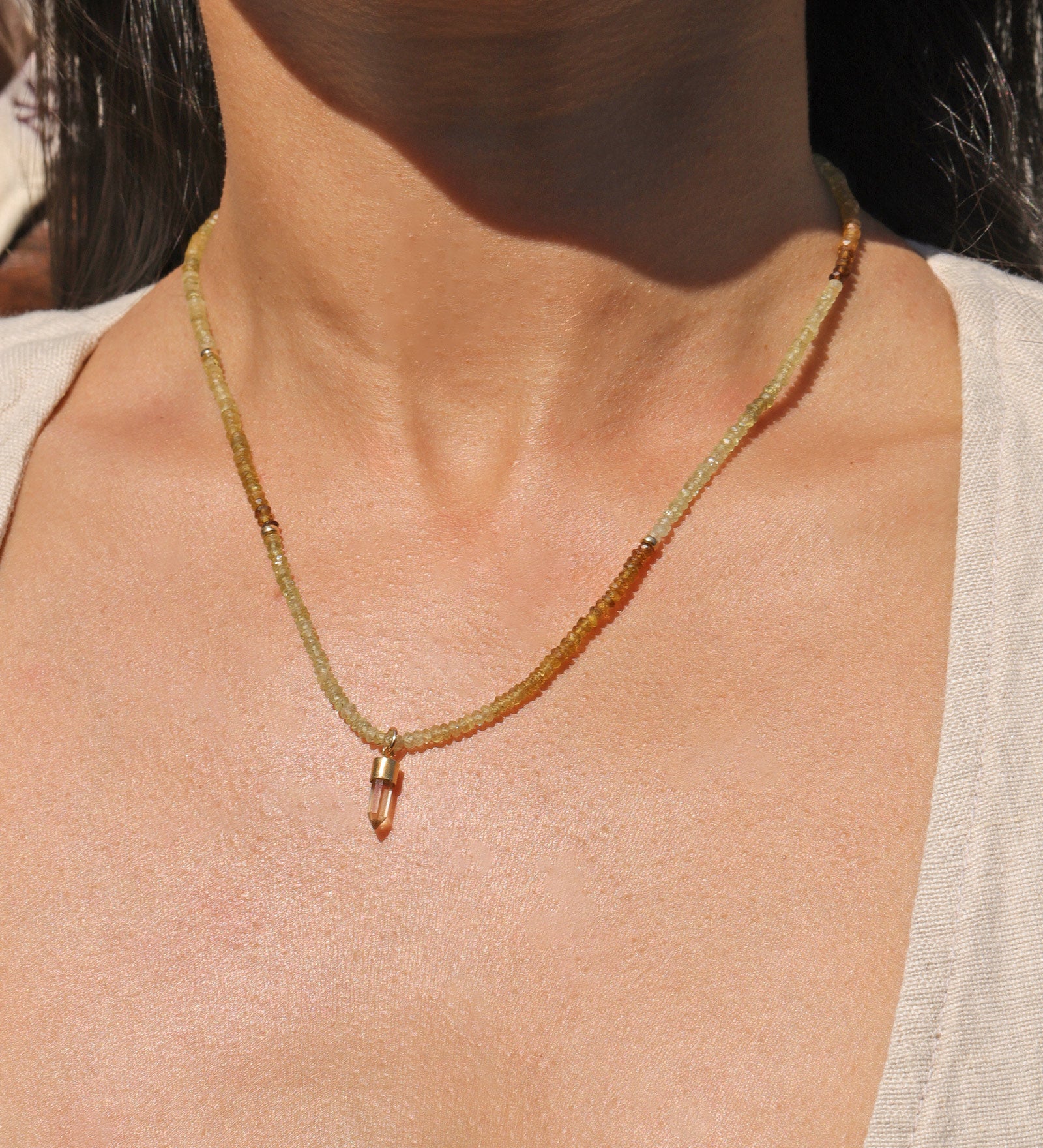 Gem Jar-Shaded Garnet Stone Bullet Charm Necklace | 3mm-Necklaces-14k Gold Filled, 14k Gold Vermeil-Blue Ruby Jewellery-Vancouver Canada