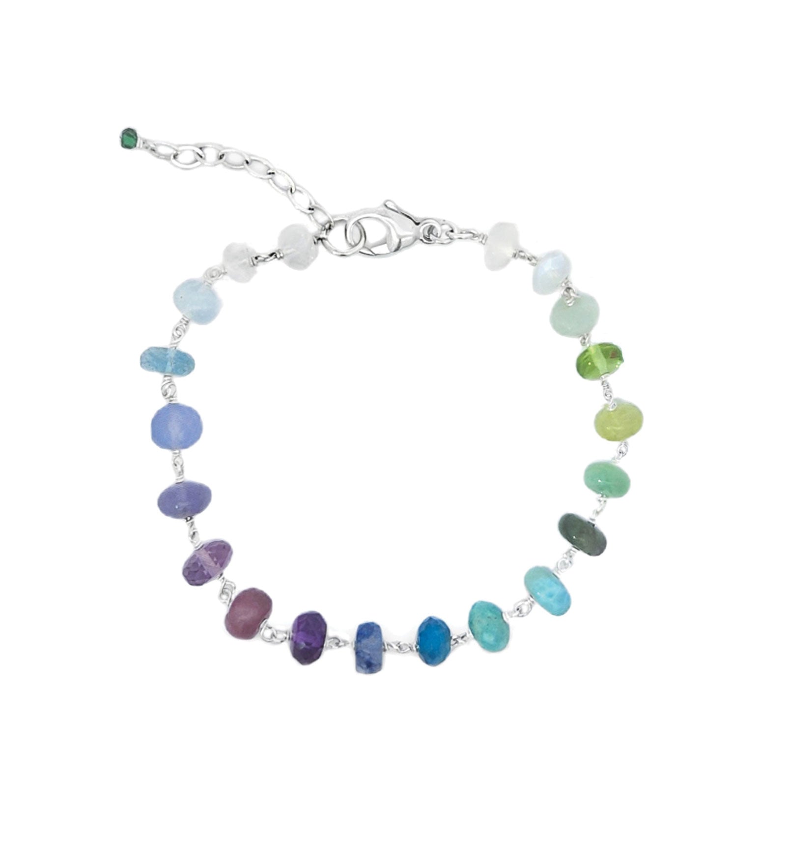 Gem Jar-Mixed Stone Chain Bracelet-Bracelets-Sterling Silver, Multi-Blue Ruby Jewellery-Vancouver Canada